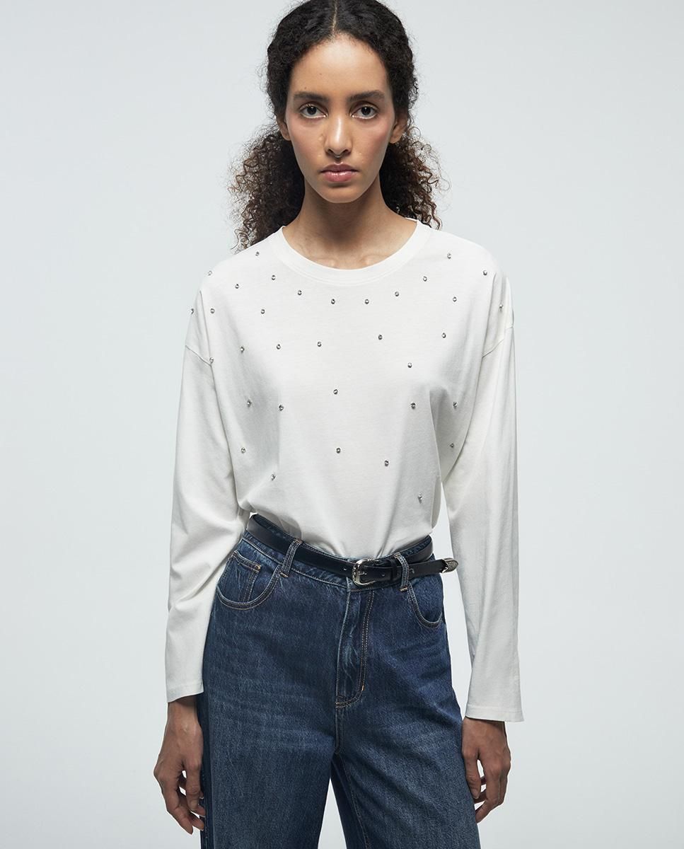 스페라 스트라스 포인트 화이트 긴팔 티셔츠 58460104647 BLANCO - 상세 이미지 2