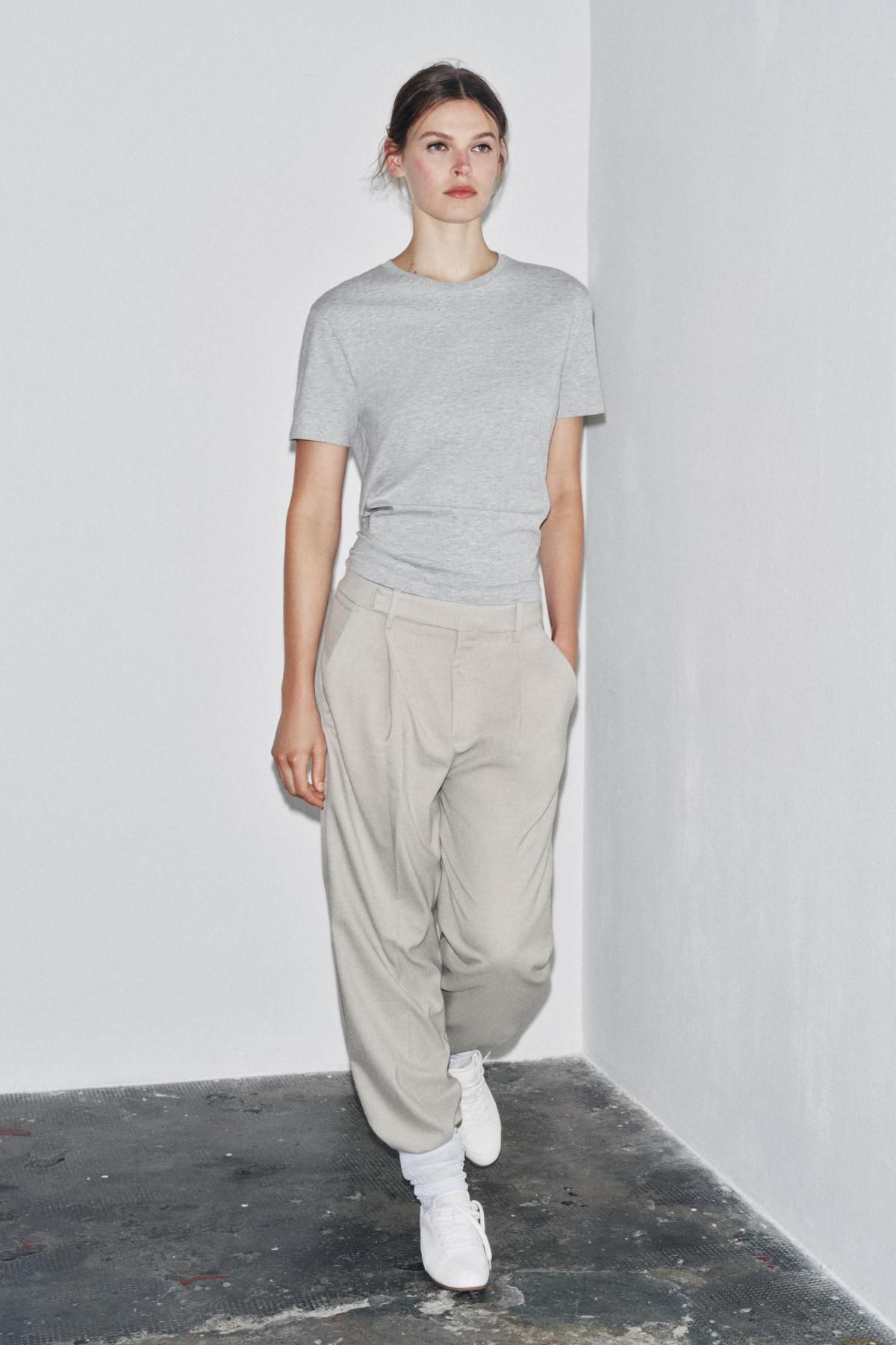 자라 라이트그레이 베이직 코튼 반팔 티셔츠 3253/320 GREY MARL - 상세 이미지 2