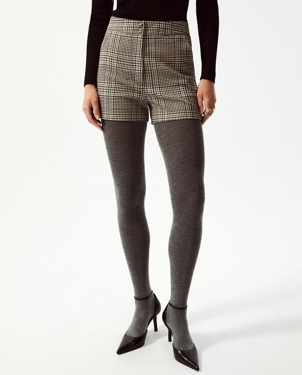 스페라 체크 패턴 하이웨이스트 숏팬츠 58405501238 KAKI - 상세 이미지 4