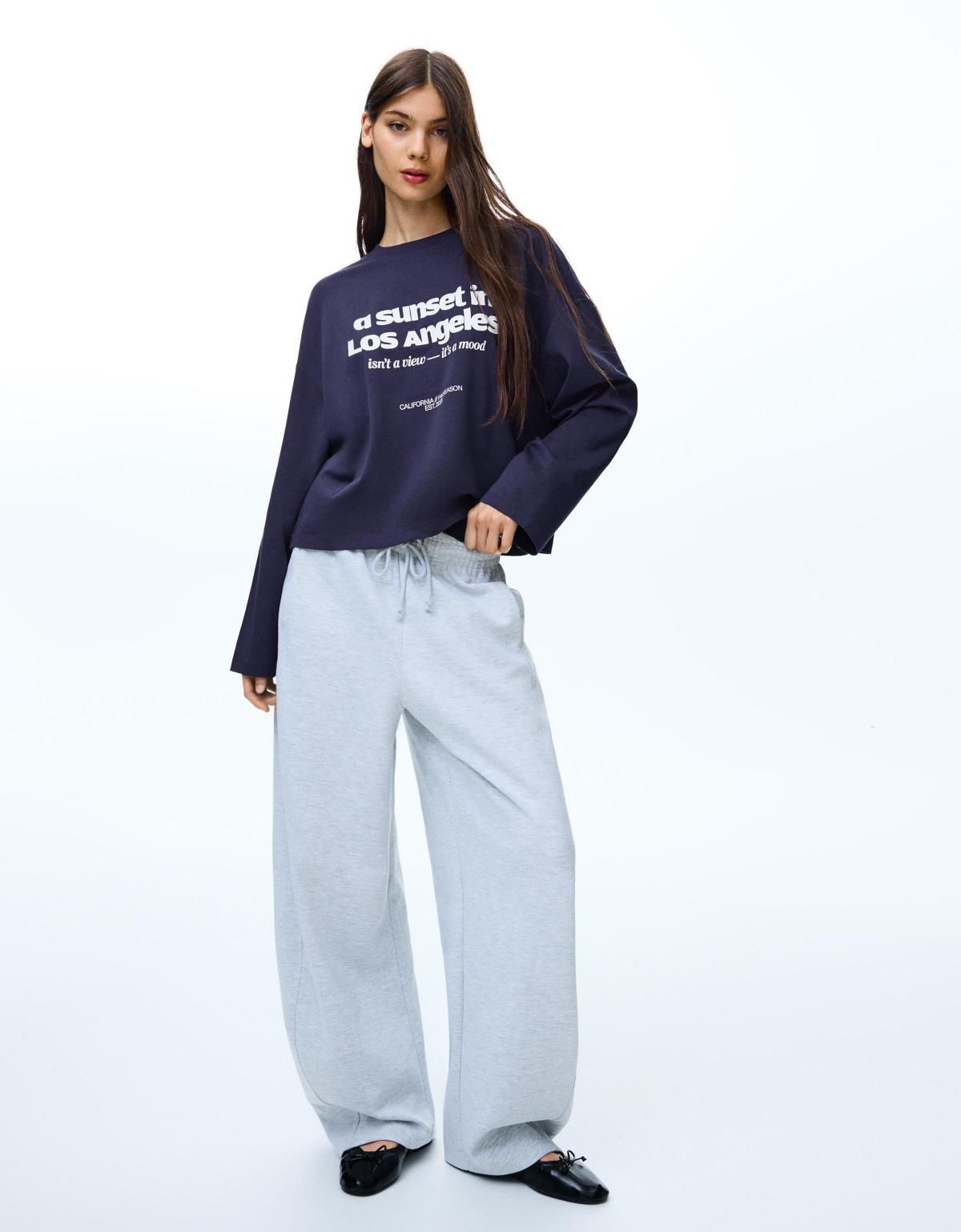 버쉬카 박시핏 프린트 롱슬리브 티셔츠 7546/093 NAVY - 상세 이미지 2