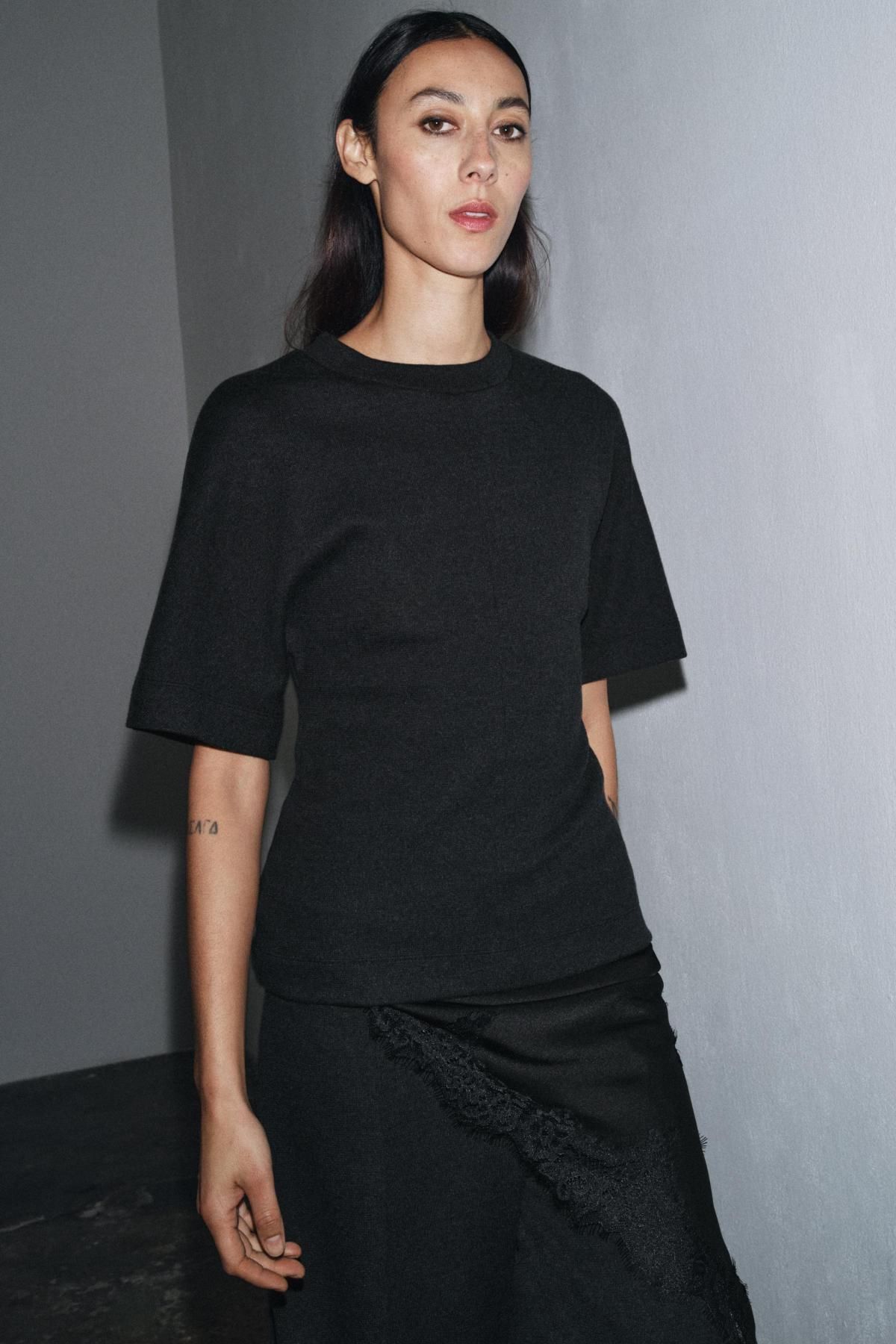 자라 소프트 슬림핏 반팔 티셔츠 0858/462 CHARCOAL GREY - 상세 이미지 5