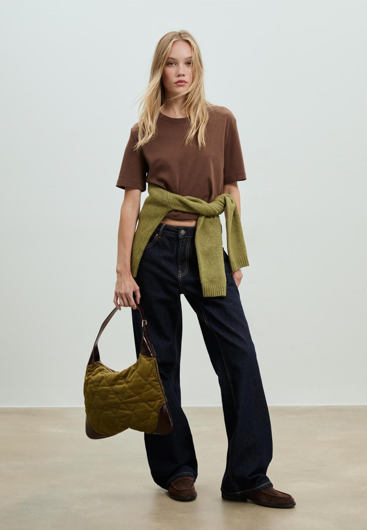 스트라디바리우스 퀼팅 배색 코듀로이 소프트 호보 숄더백 3680/911 OLIVE GREEN - 상세 이미지 5