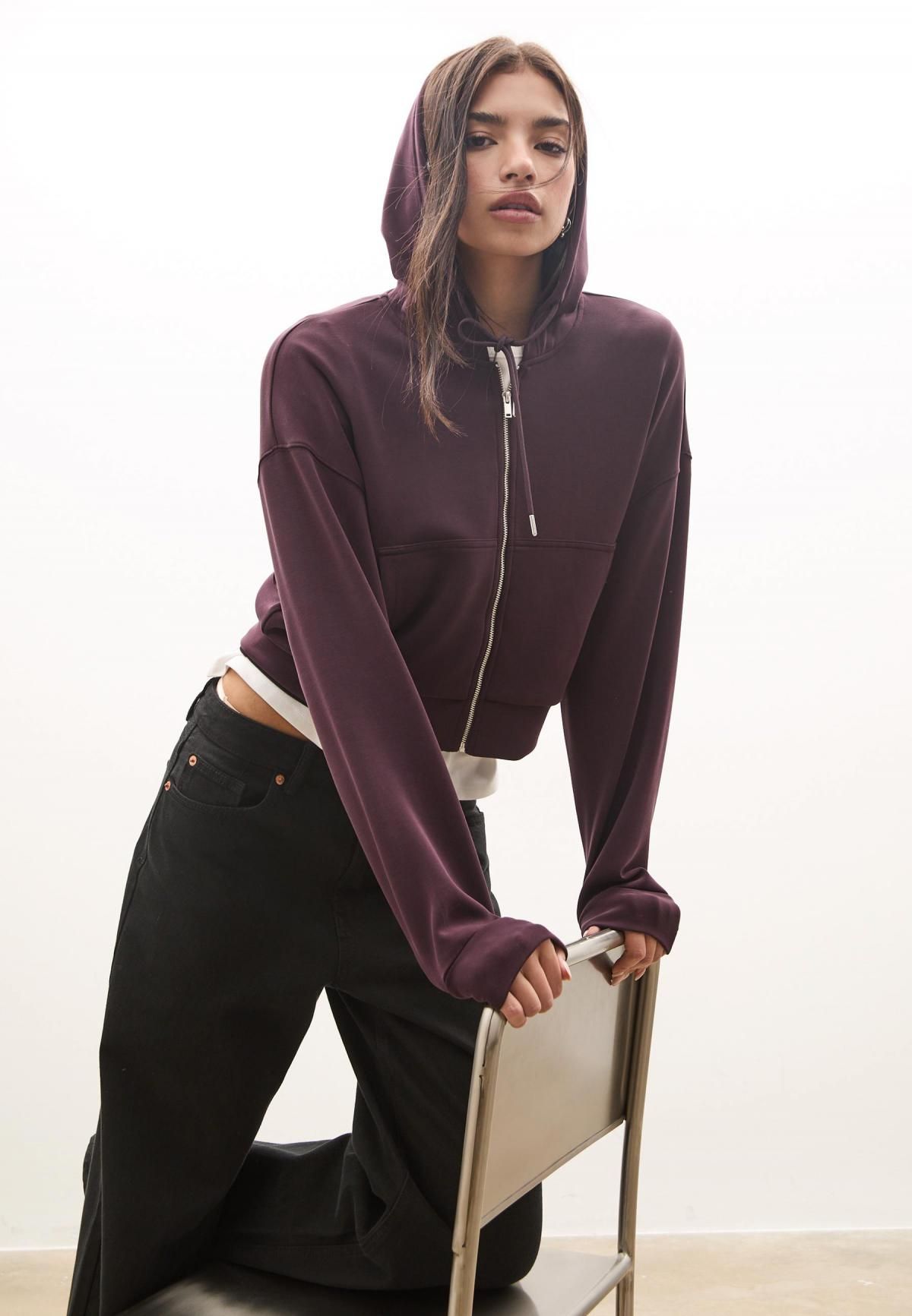 스트라디바리우스 모달 블렌드 소프트 집업 후드티 6503/410 PURPLE - 상세 이미지 5