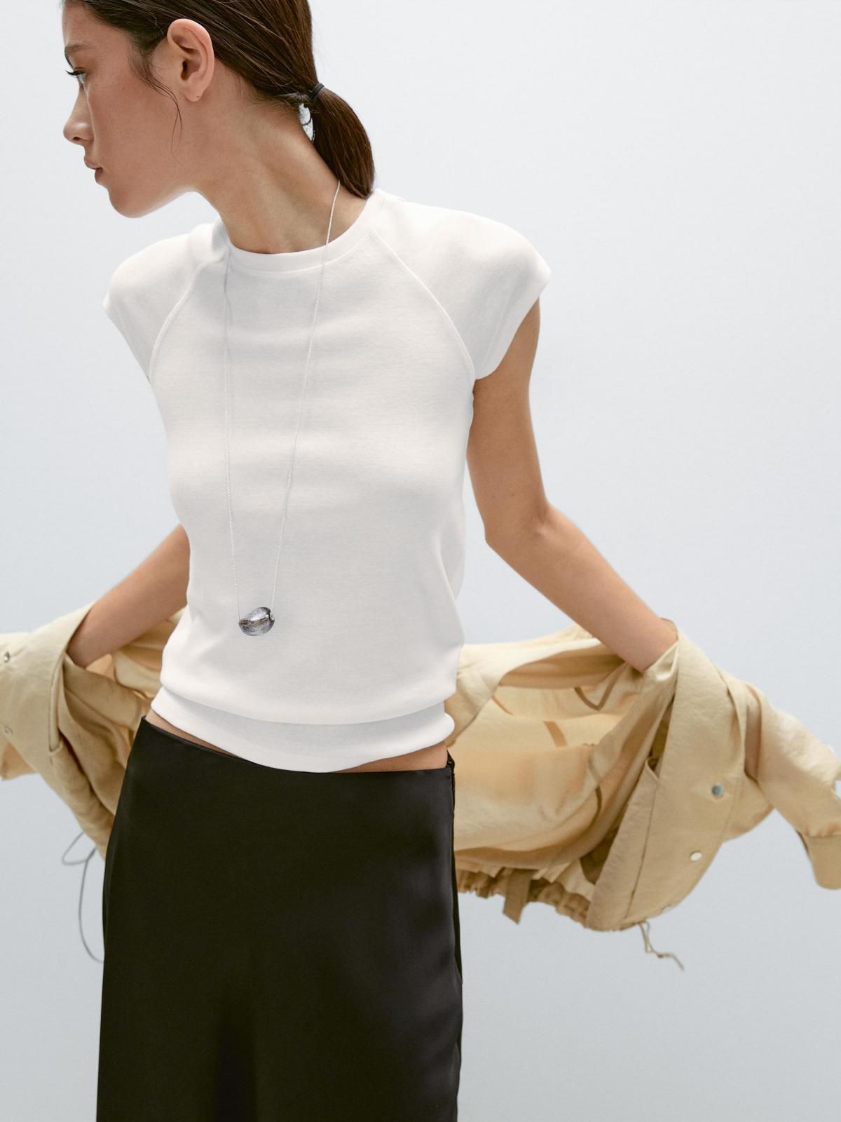 마시모두띠 베이직 코튼 래글런 반팔 티셔츠 6819/815 OFF WHITE - 상세 이미지 5