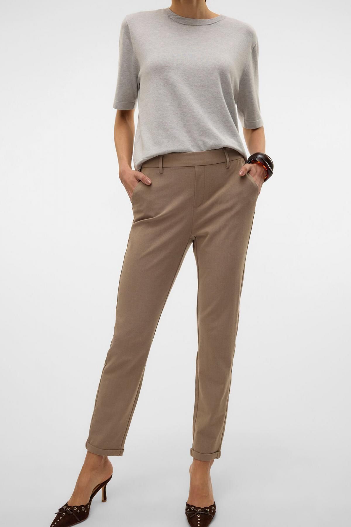 베로모다 슬림핏 테크니컬 밴딩 슬랙스 팬츠 6398237 MARRON - 상세 이미지 4