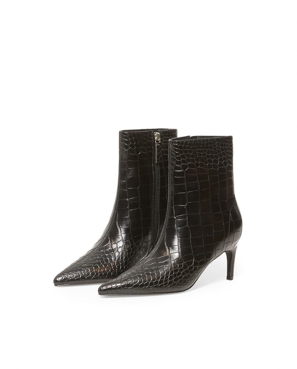 스페라 크로커 엠보 블랙 스틸레토 앵클부츠 58760004331 NEGRO - 상세 이미지 3