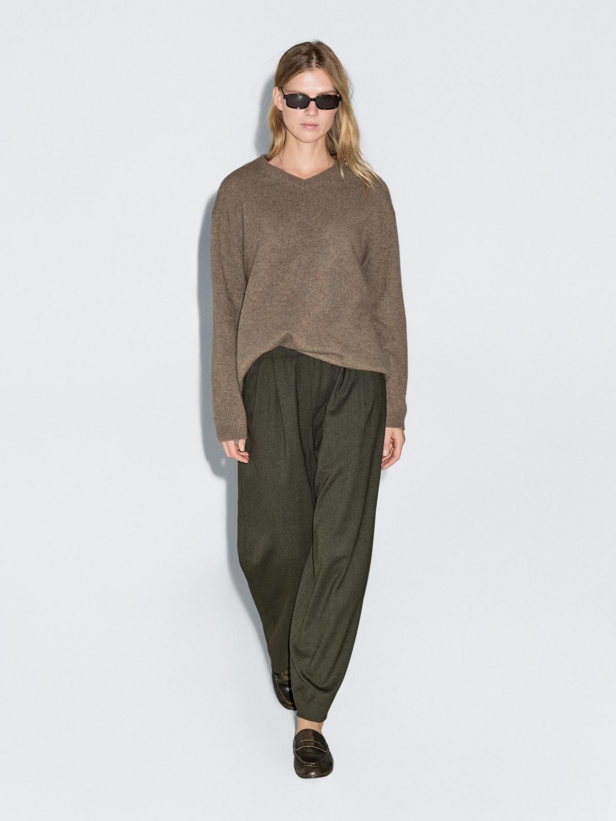 마시모두띠 울블렌드 플리츠 밴딩 와이드 팬츠 5069/718 DARK GREEN - 상세 이미지 3