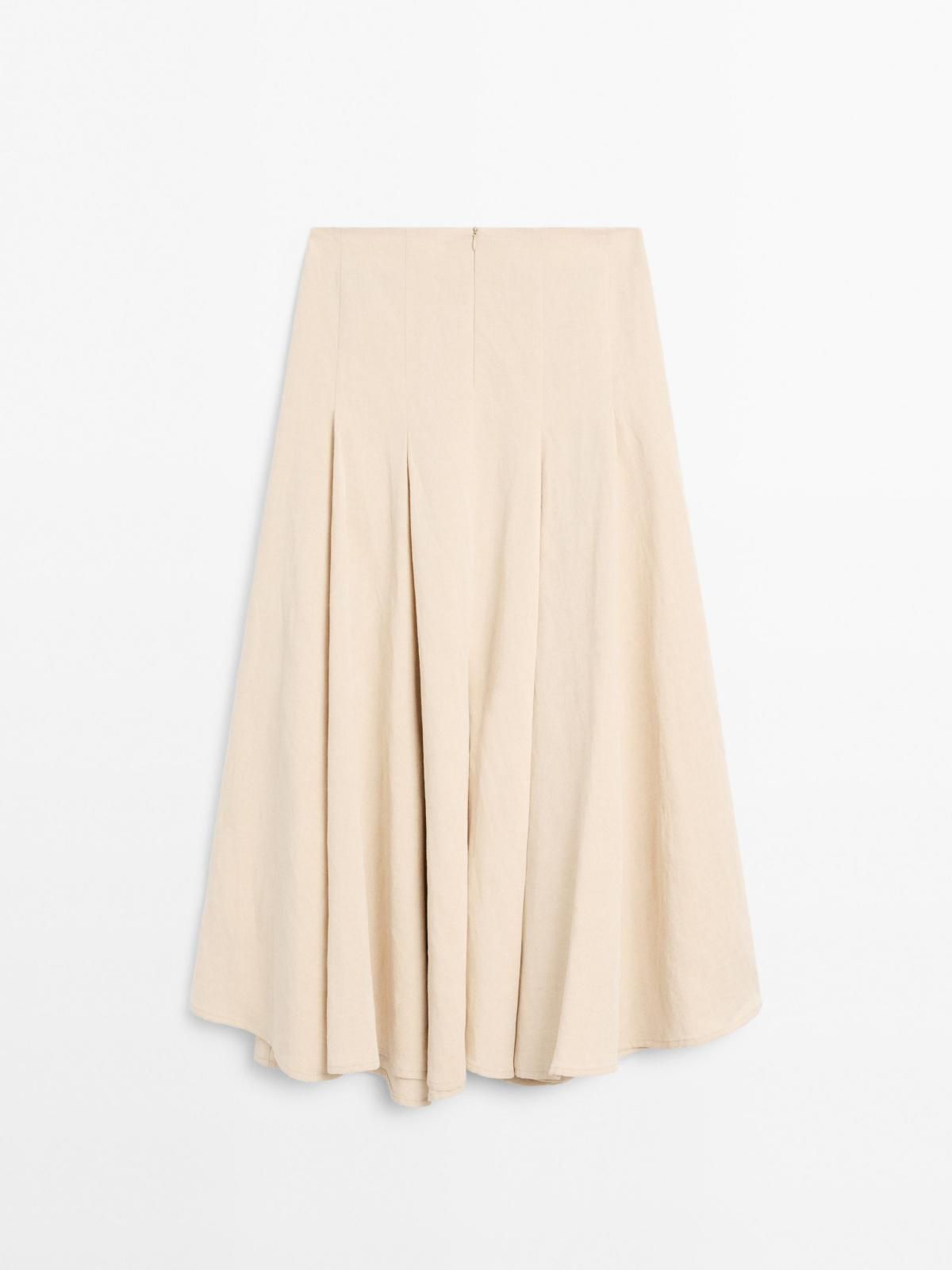 마시모두띠 린넨블렌드 플레어 미디 스커트 5218/530 BEIGE - 상품 이미지