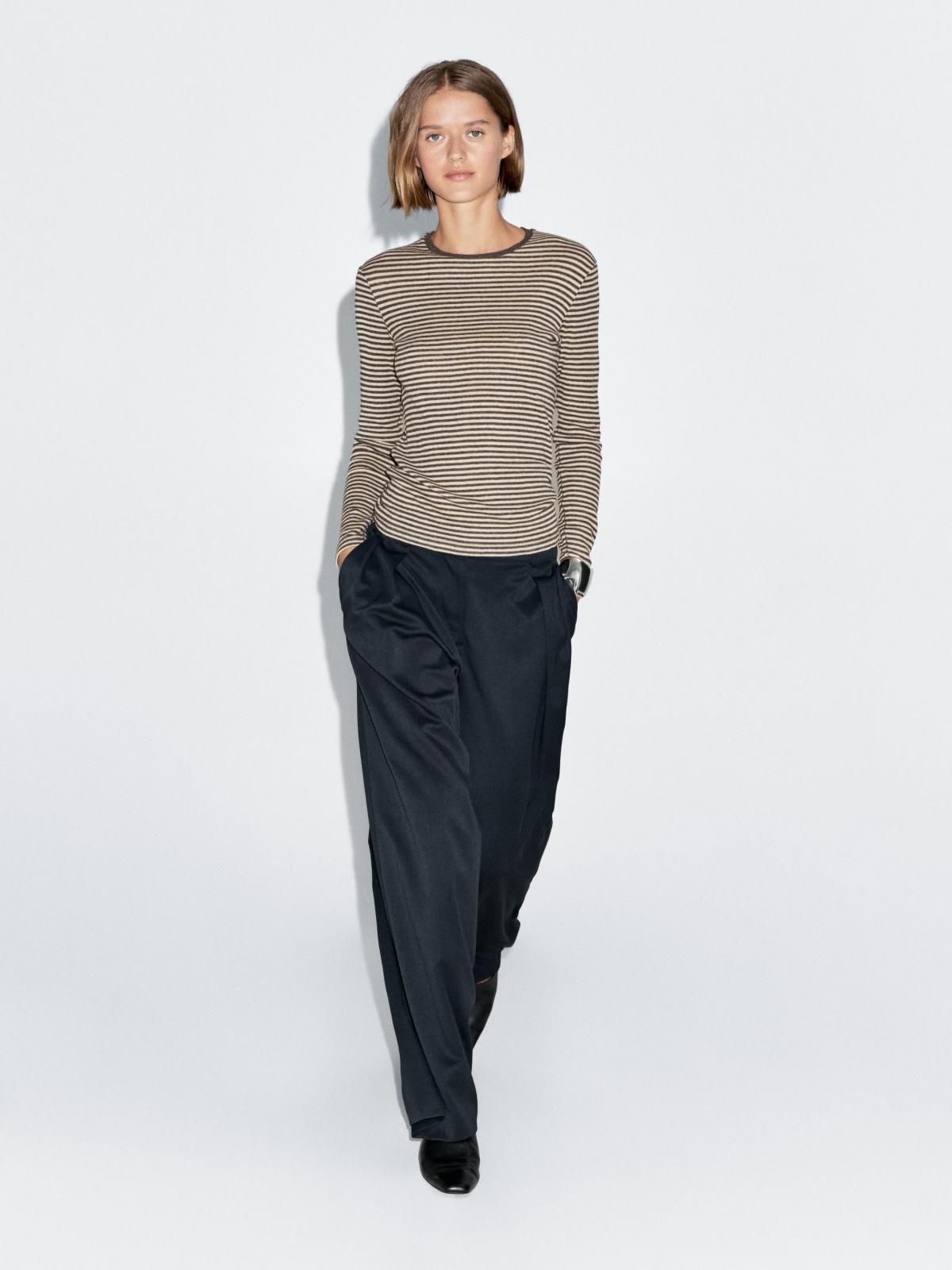 마시모두띠 스트라이프 코튼블렌드 크루넥 긴팔 티셔츠 6286/106 GREY MARL - 상세 이미지 2