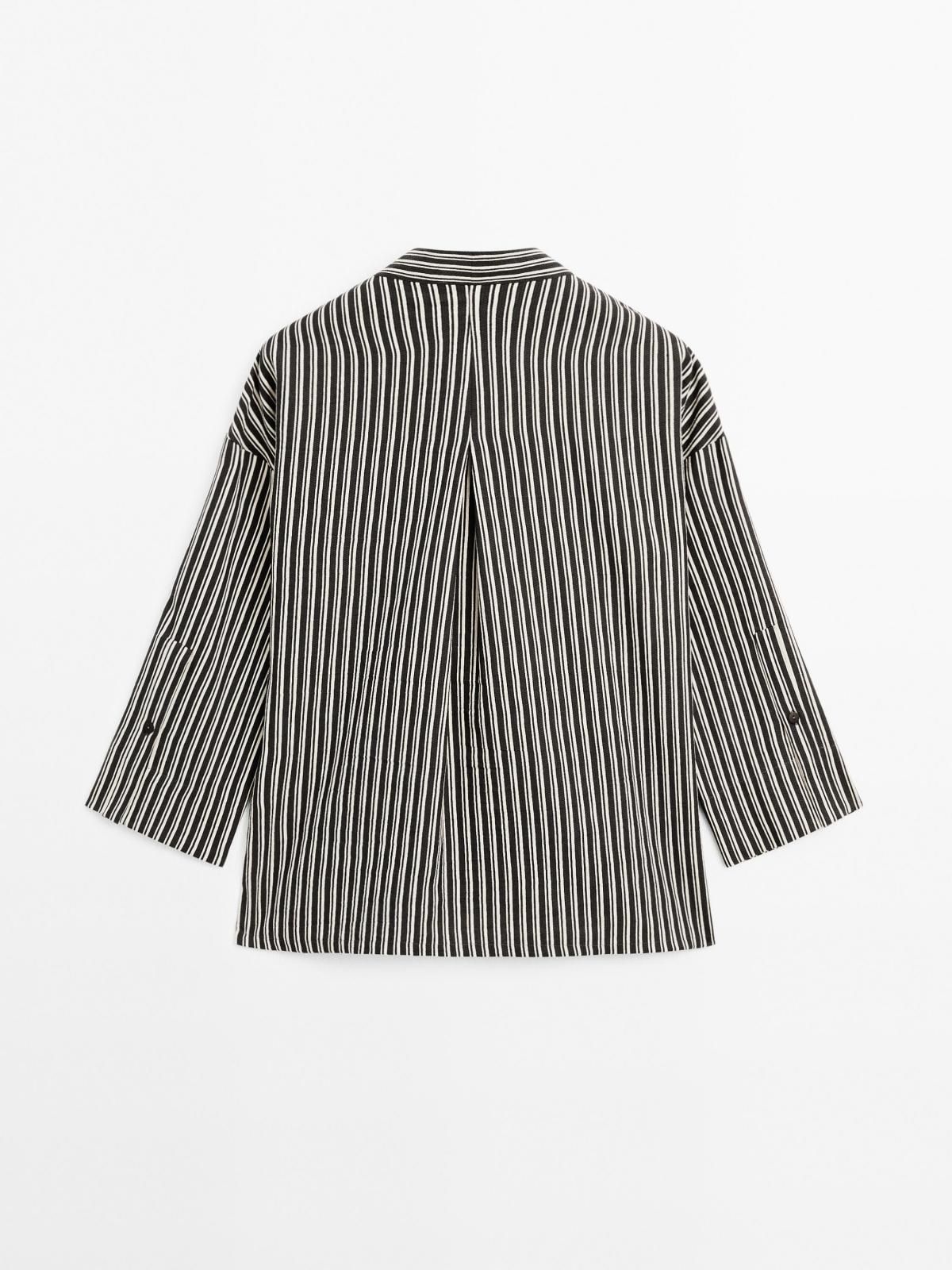 마시모두띠 스트라이프 오버핏 코튼블렌드 브이넥 기모노 5133/734 NAVY BLUE - 상세 이미지 5