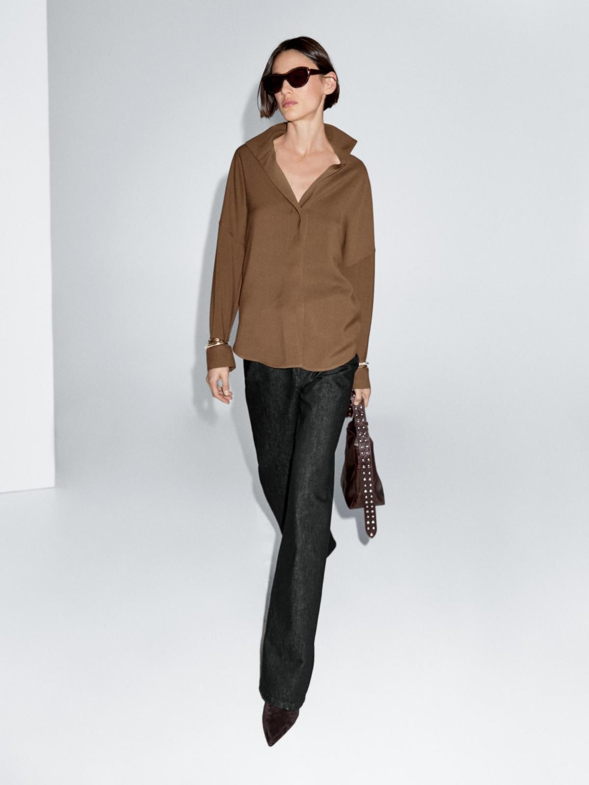 마시모두띠 플루이드 코튼 블렌드 긴팔 셔츠 5177/977 BROWN - 상세 이미지 4