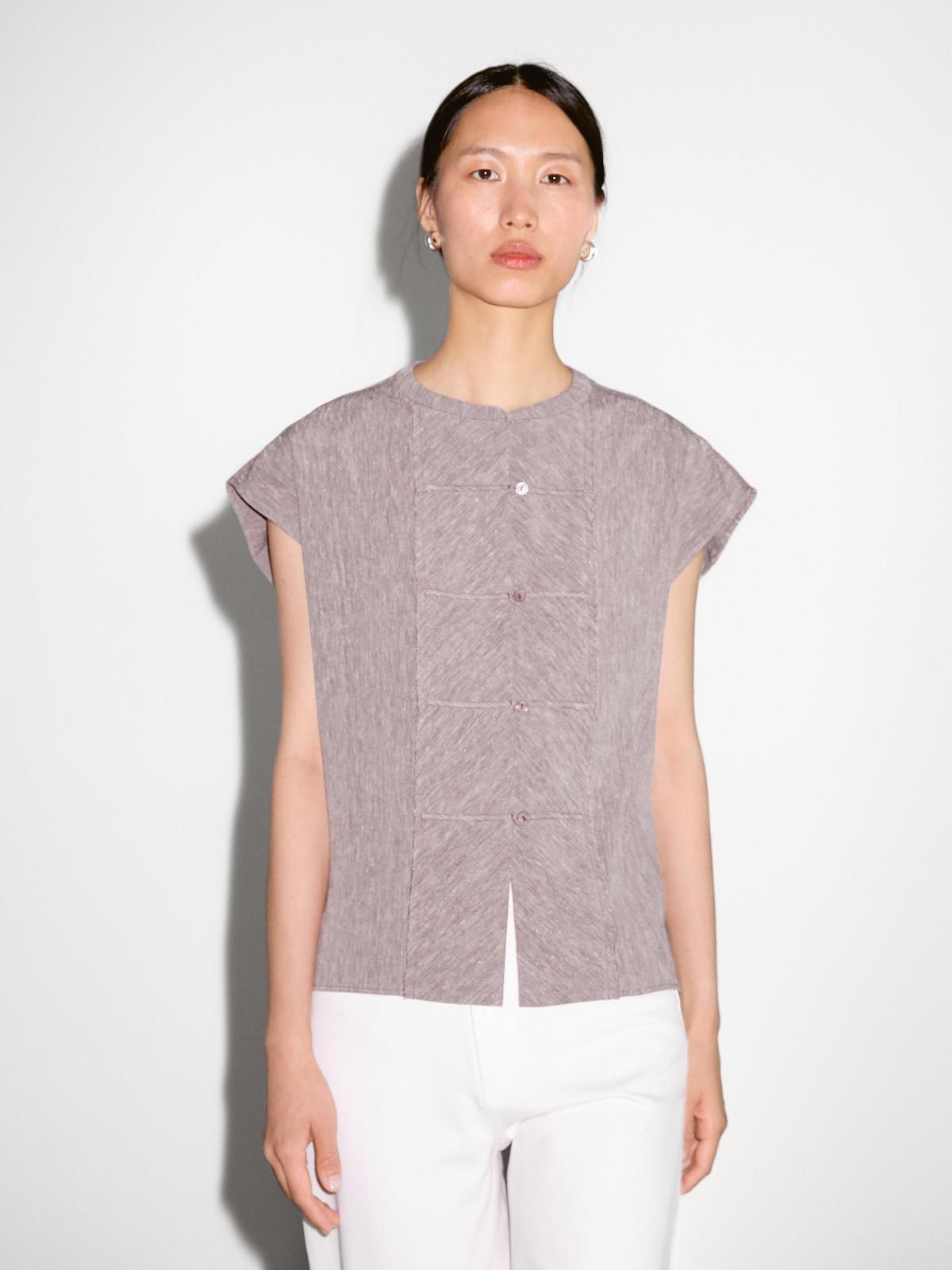 마시모두띠 내추럴 린넨믹스 멜란지 민소매 블라우스 5127/541 LILAC - 상품 이미지