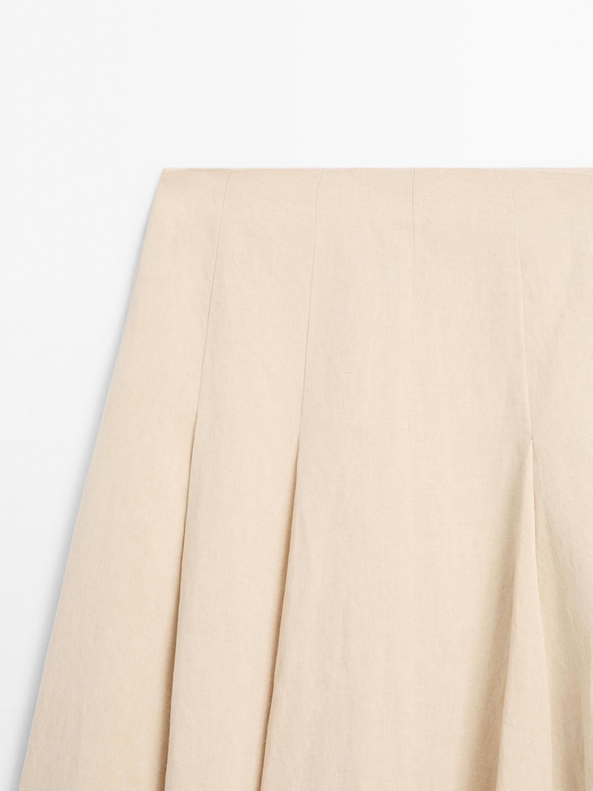 마시모두띠 린넨블렌드 플레어 미디 스커트 5218/530 BEIGE - 상세 이미지 2