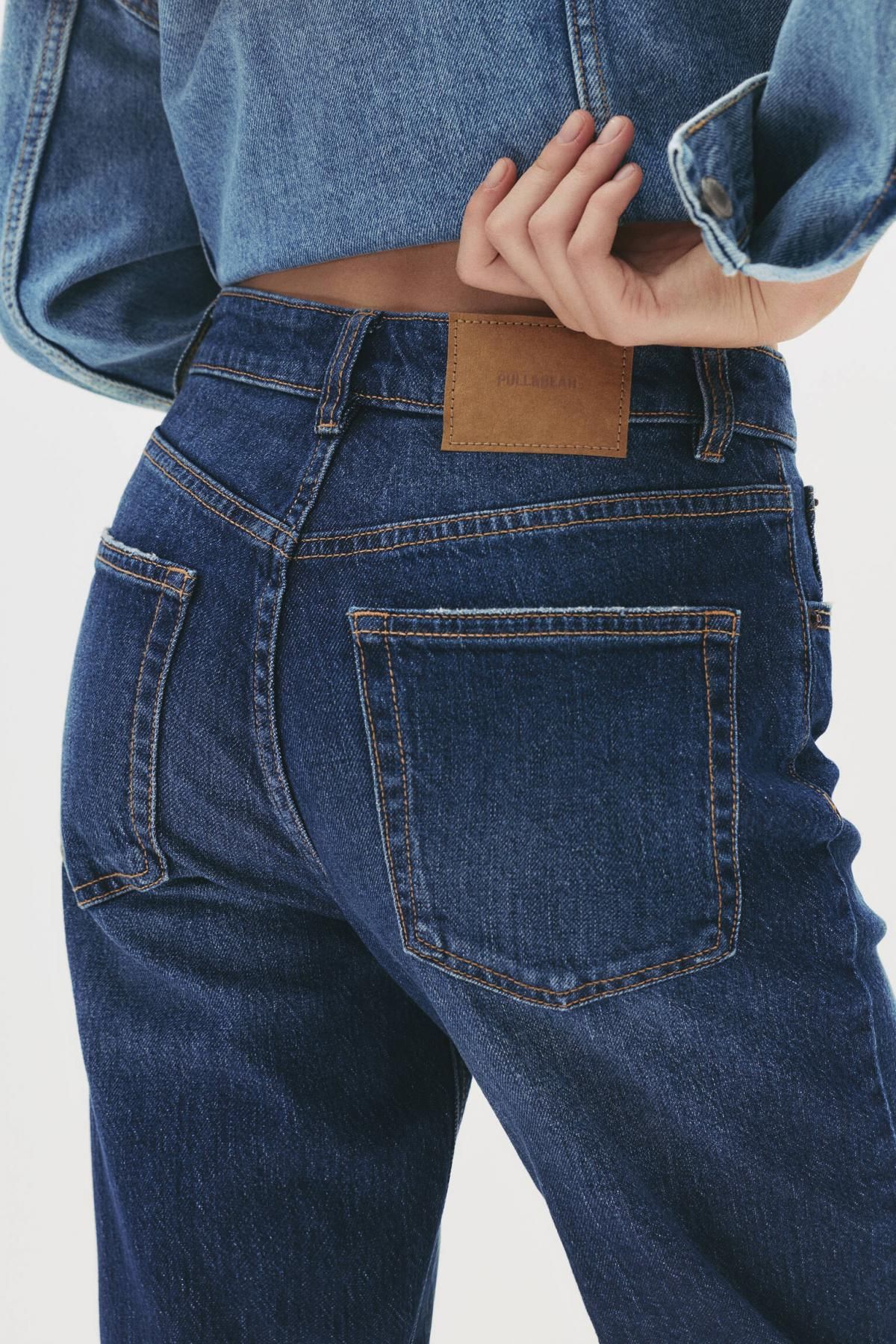 풀앤베어 하이웨이스트 슬림핏 컴포트 스트레치 청바지 7683/347 NAVY - 상세 이미지 4