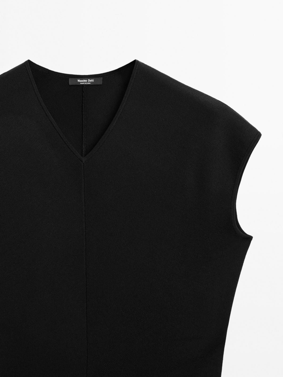 마시모두띠 브이넥 니트 민소매 탑 5652/573 BLACK - 상세 이미지 3