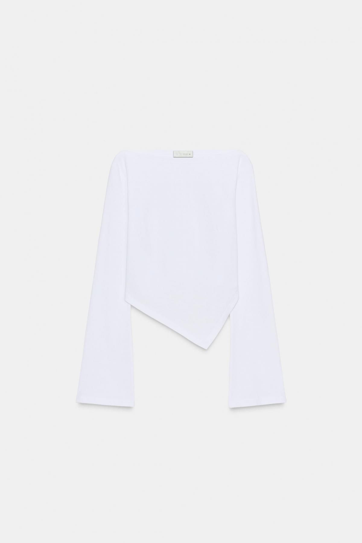 자라 모던 언밸런스 보트넥 긴팔 티셔츠 3641/725 WHITE - 메인 이미지