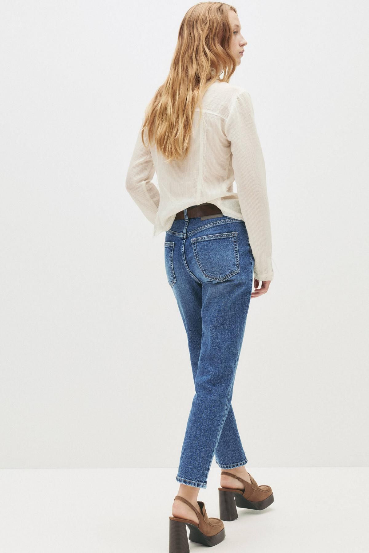 풀앤베어 하이라이즈 슬림핏 스트레치 데님 청바지 7683/347 MEDIUM BLUE - 상세 이미지 5