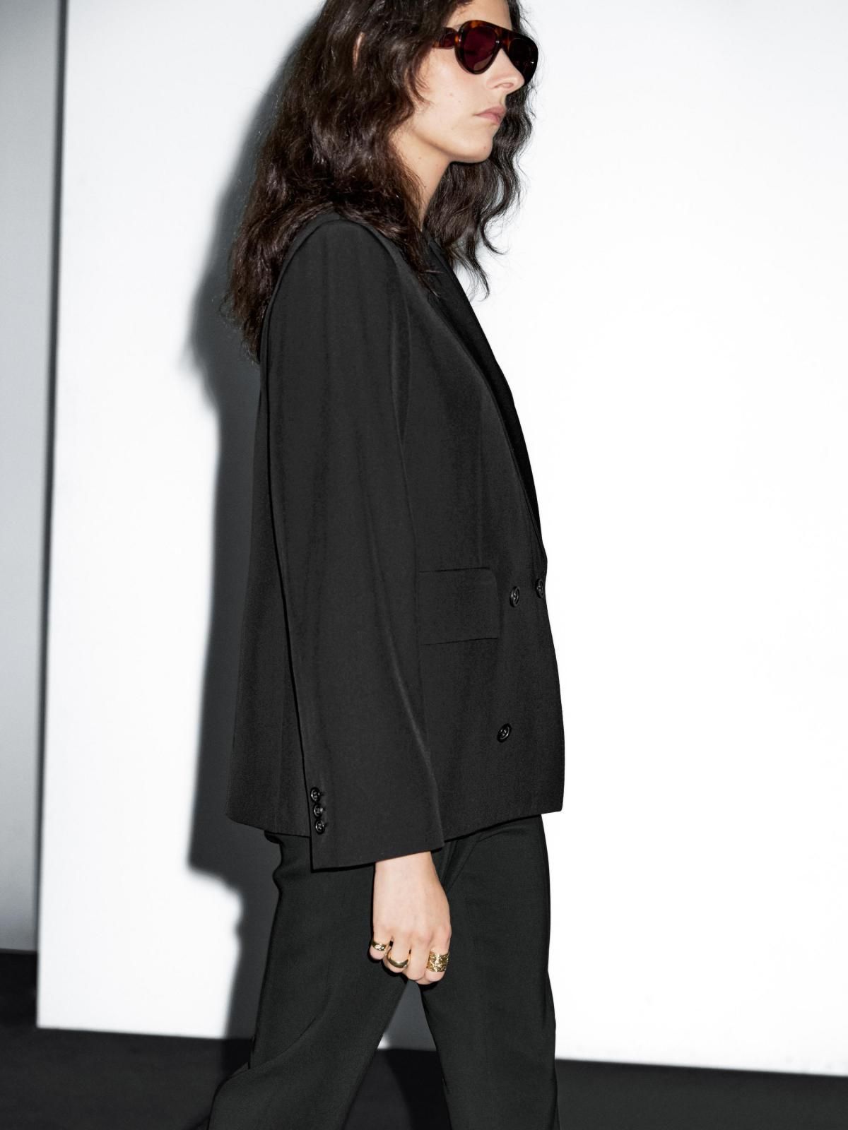 마시모두띠 크롭 울블렌드 더블브레스트 블랙 블레이저 6034/682 BLACK - 상세 이미지 3