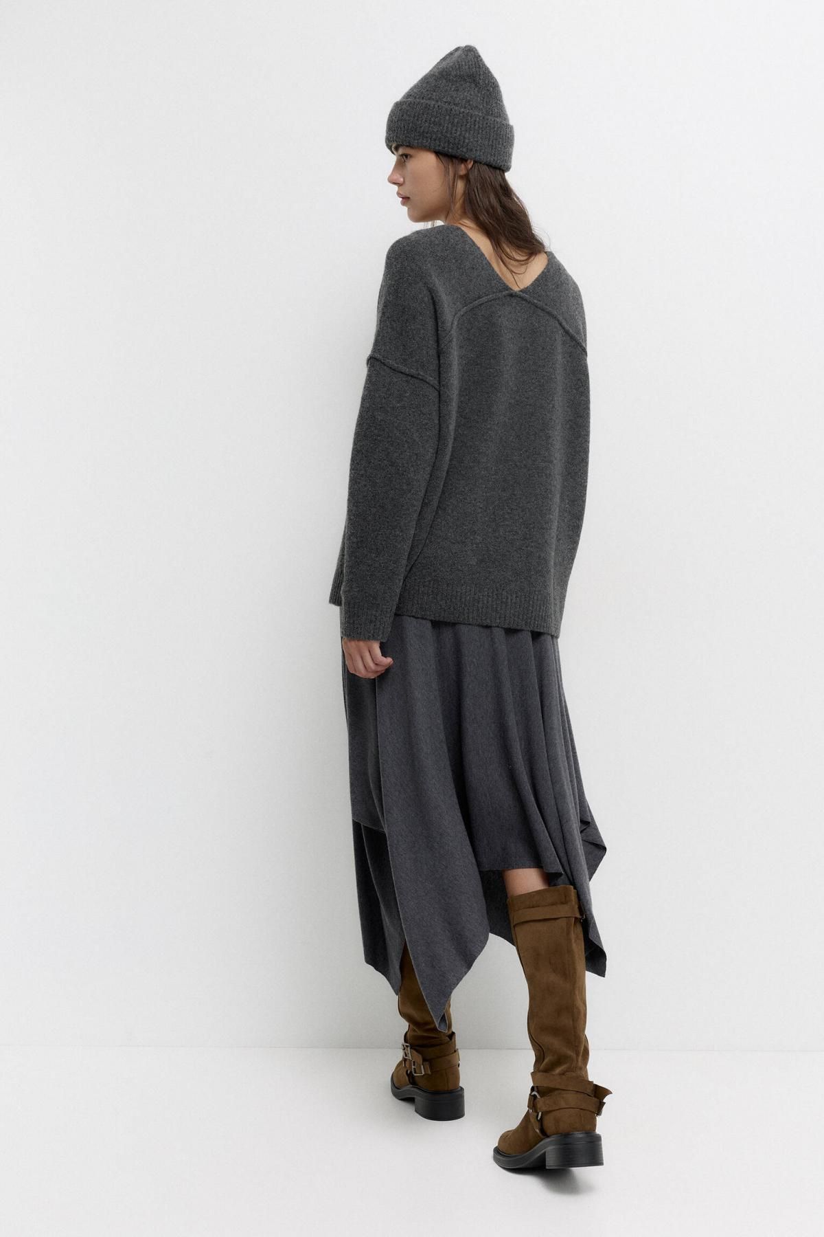 풀앤베어 소프트 울블렌드 브이넥 니트 스웨터 7550/308 ANTHRACITE GREY - 상세 이미지 4