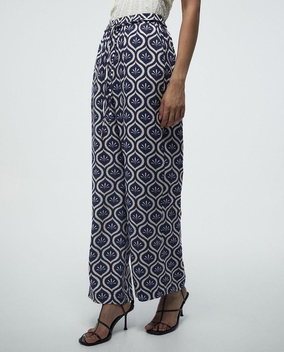 스페라 패턴 와이드 밴딩 팬츠 58305003400 AZUL MARINO - 상품 이미지