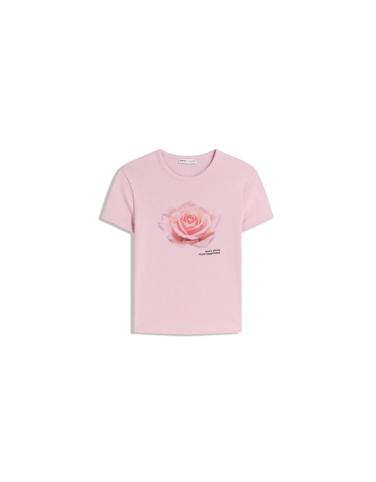 버쉬카 플라워 프린트 라운드넥 반팔 티셔츠 7834/777 PINK - 상품 이미지