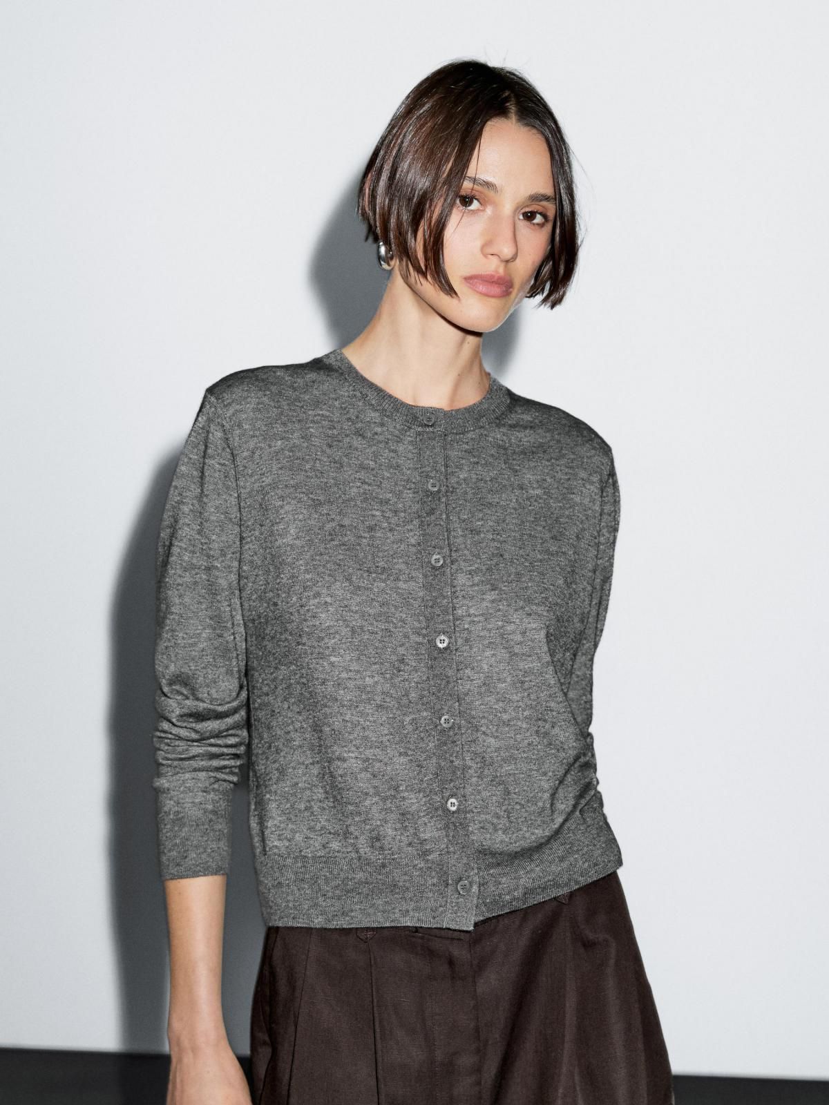 마시모두띠 울블렌드 크루넥 니트 카디건 5665/580 MEDIUM GREY - 메인 이미지
