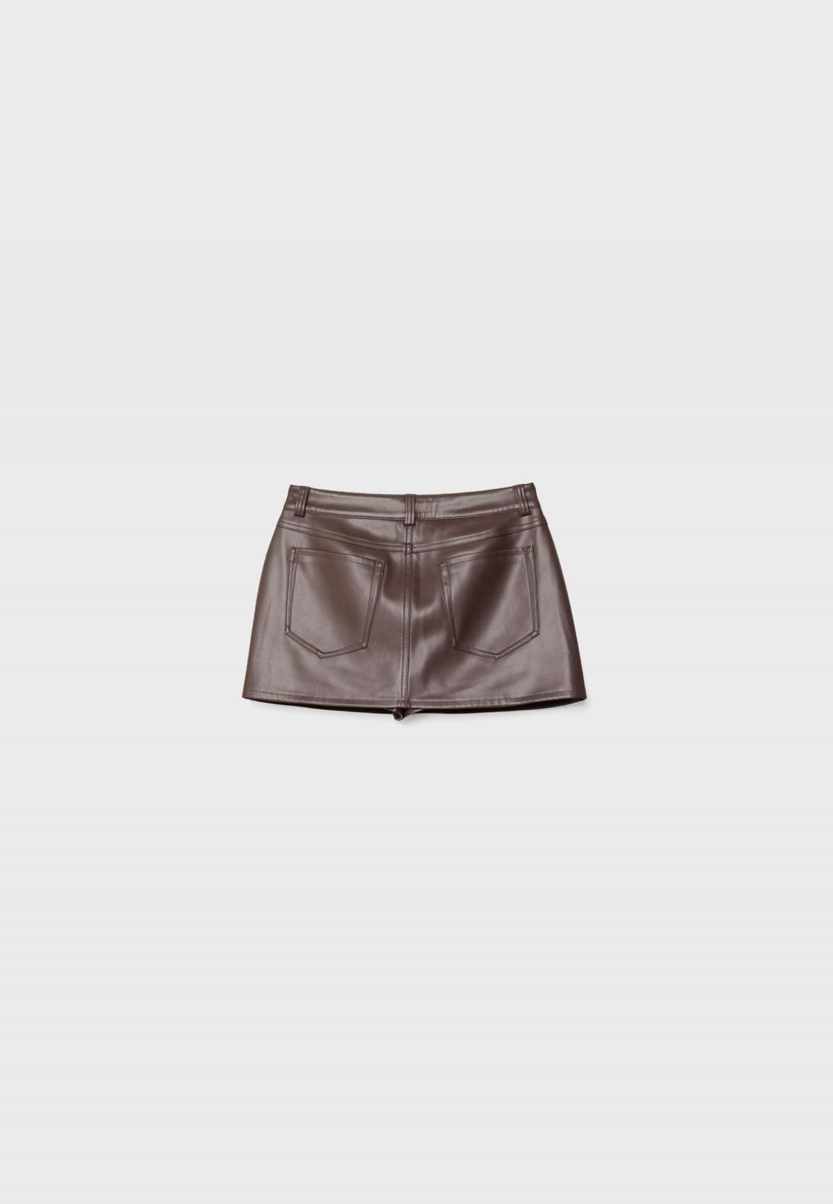 스트라디바리우스 페이크 레더 모던 미니 스커트 팬츠 1283/959 BROWN - 상세 이미지 2