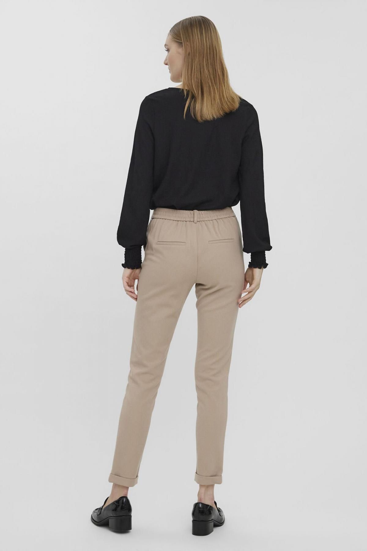 베로모다 미드웨이스트 엘라스틱 스트레이트 슬랙스 팬츠 6398081 MARRON - 상세 이미지 4