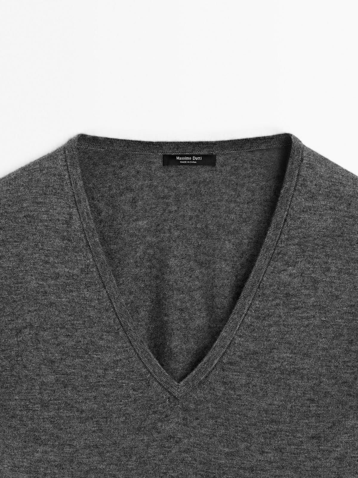 마시모두띠 울블렌드 브이넥 니트 스웨터 5667/580 MEDIUM GREY - 상세 이미지 5