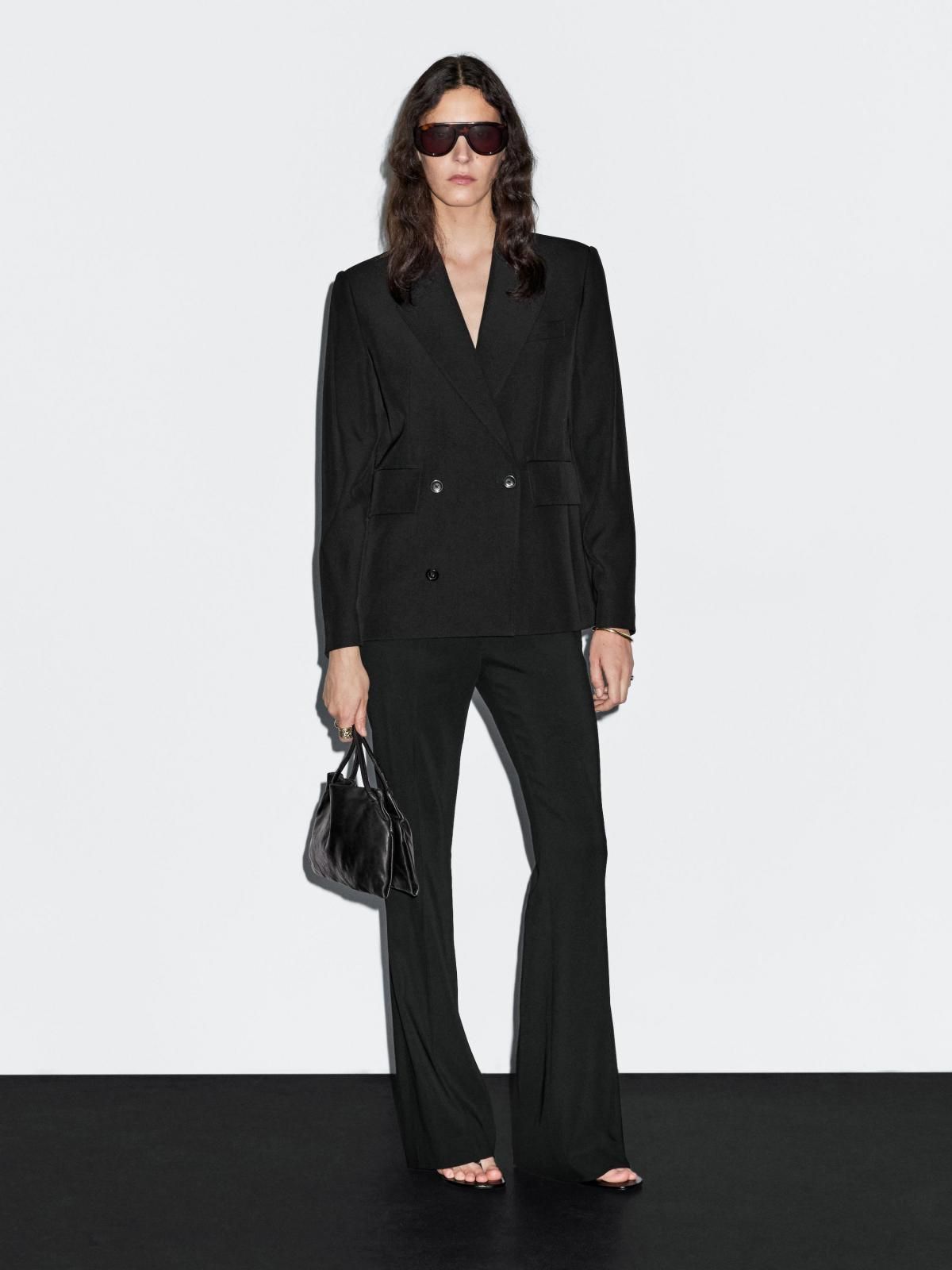 마시모두띠 크롭 울블렌드 더블브레스트 블랙 블레이저 6034/682 BLACK - 상세 이미지 2