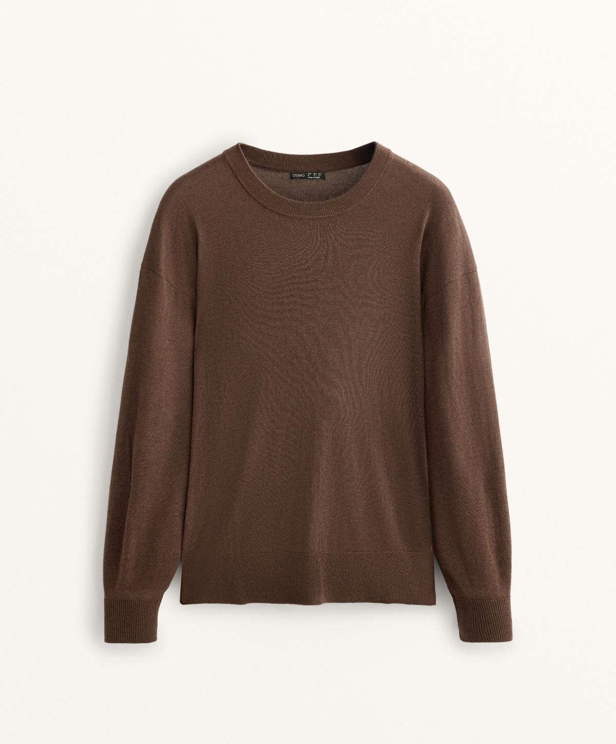 오이쇼 캐시미어 혼방 라운드넥 브라운 니트 스웨터 3657/771 DARKREDDISH-BROWN - 상품 이미지