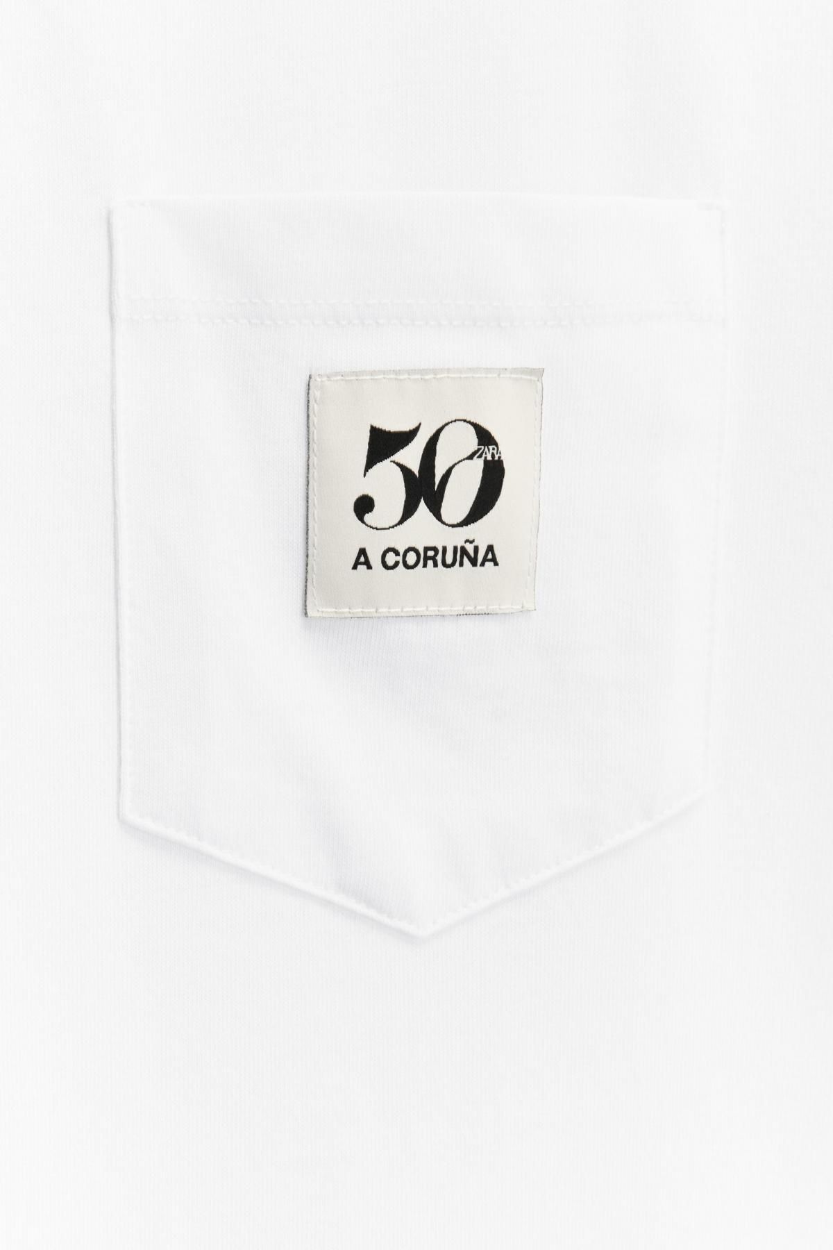 자라 50주년 패치 코튼 포켓 반팔 티셔츠 0085/011 WHITE - 상세 이미지 3