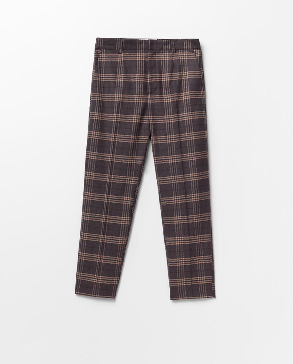스페라 체크 슬림핏 테일러드 슬랙스 팬츠 58305106997 MARRON - 상세 이미지 4