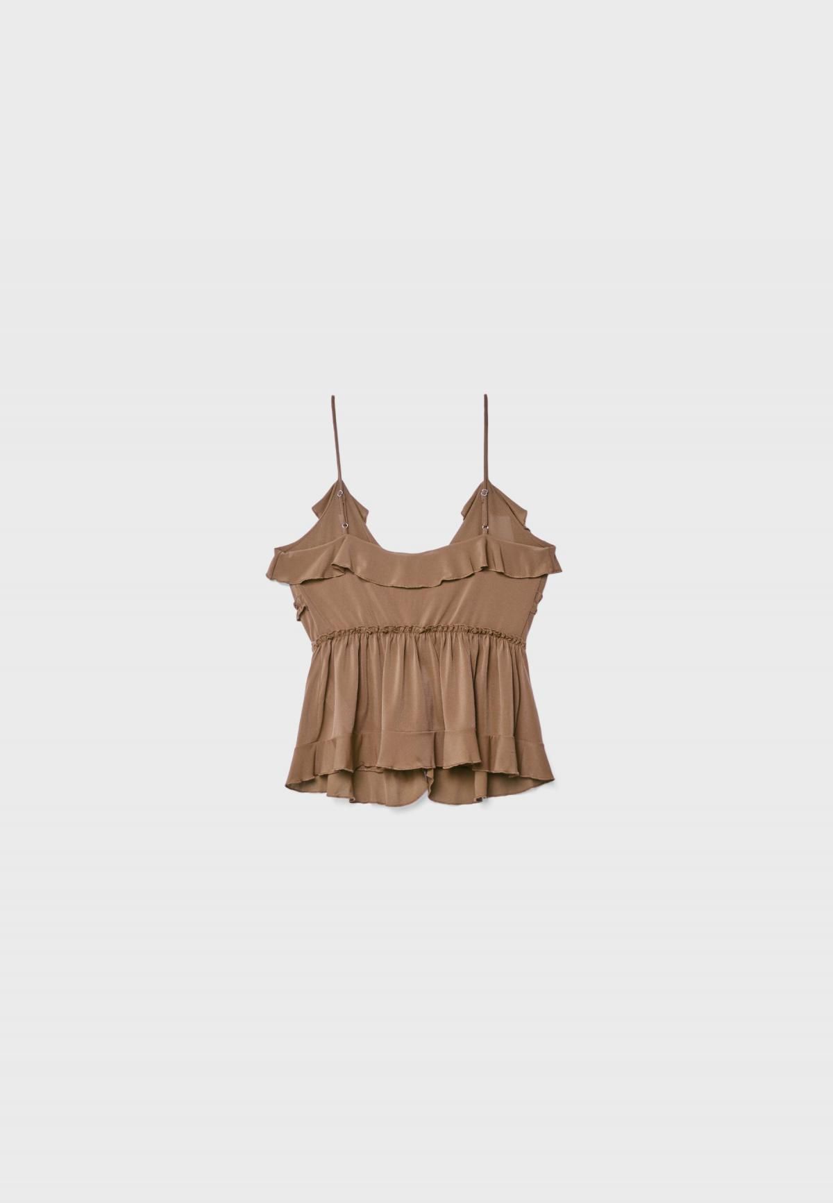 스트라디바리우스 러플 스트랩 민소매 탑 6679/799 BROWN - 상세 이미지 2