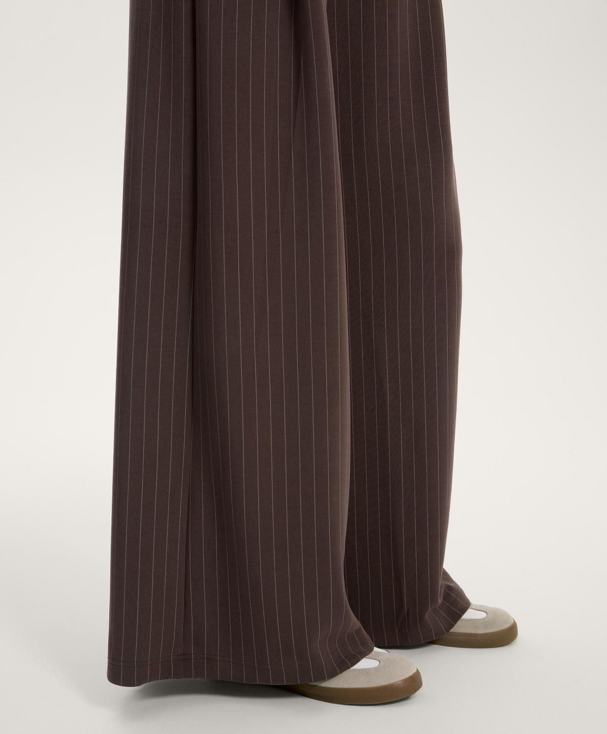 오이쇼 소프트 모달 스트라이프 와이드 팬츠 4040/791 DARKREDDISH-BROWN - 상세 이미지 5