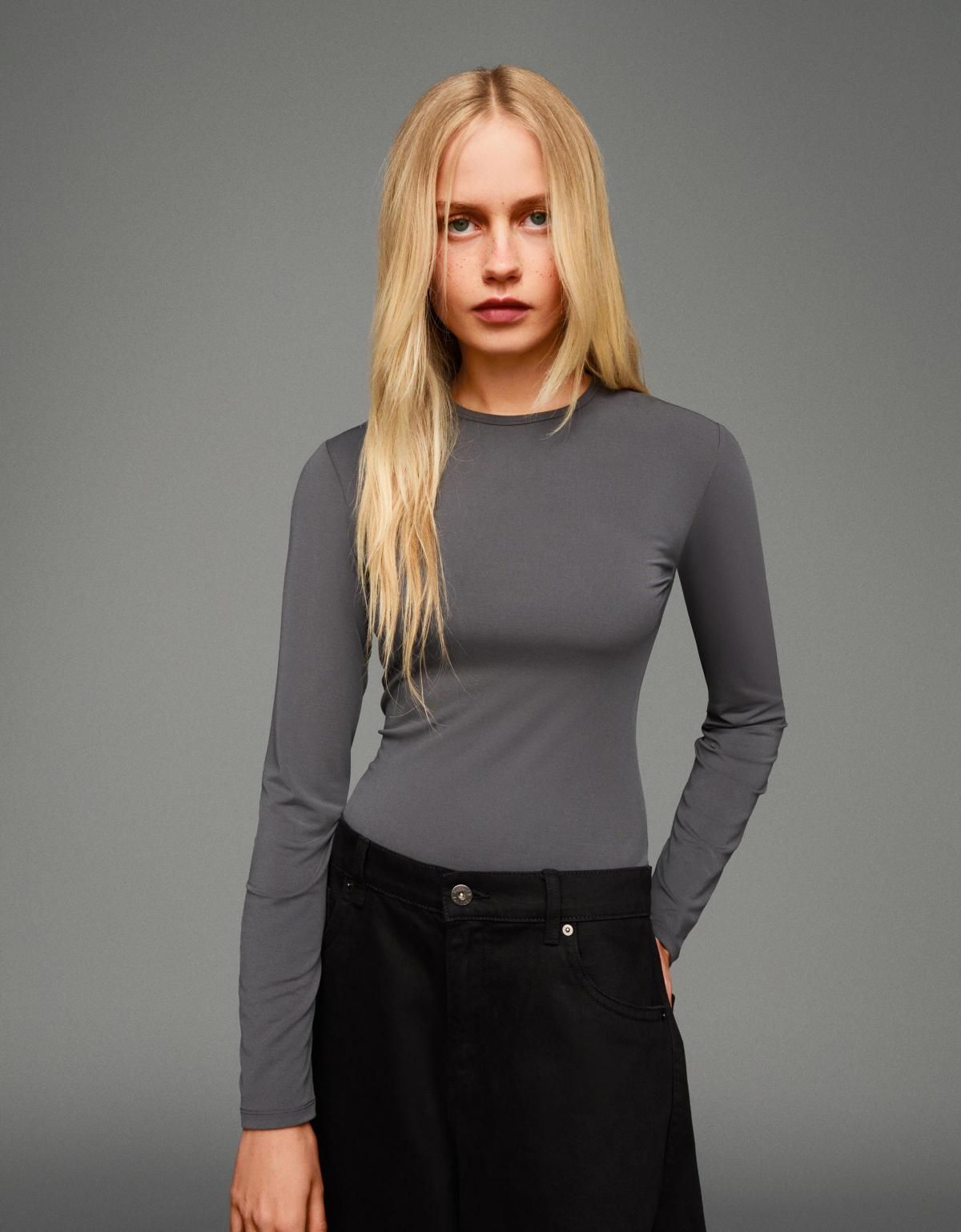 버쉬카 베이직 슬림핏 긴팔 티셔츠 7600/662 DARK GREY - 상세 이미지 4
