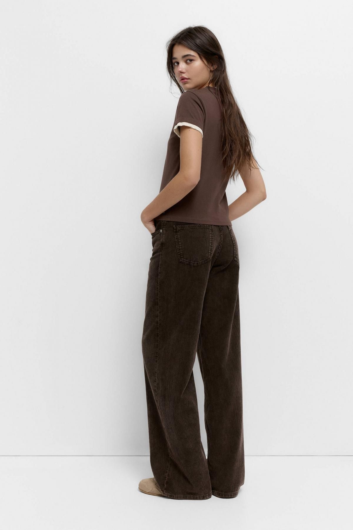 풀앤베어 레터링 코튼 라운드넥 반팔 티셔츠 7153/312 BROWN - 상세 이미지 4