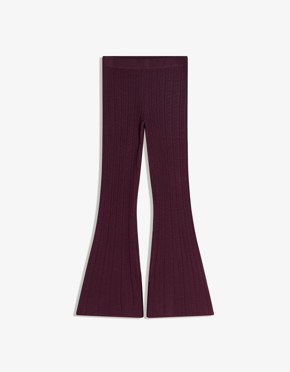 버쉬카 케이블 니트 부츠컷 플레어 팬츠 6162/376 BURGUNDY - 상세 이미지 2