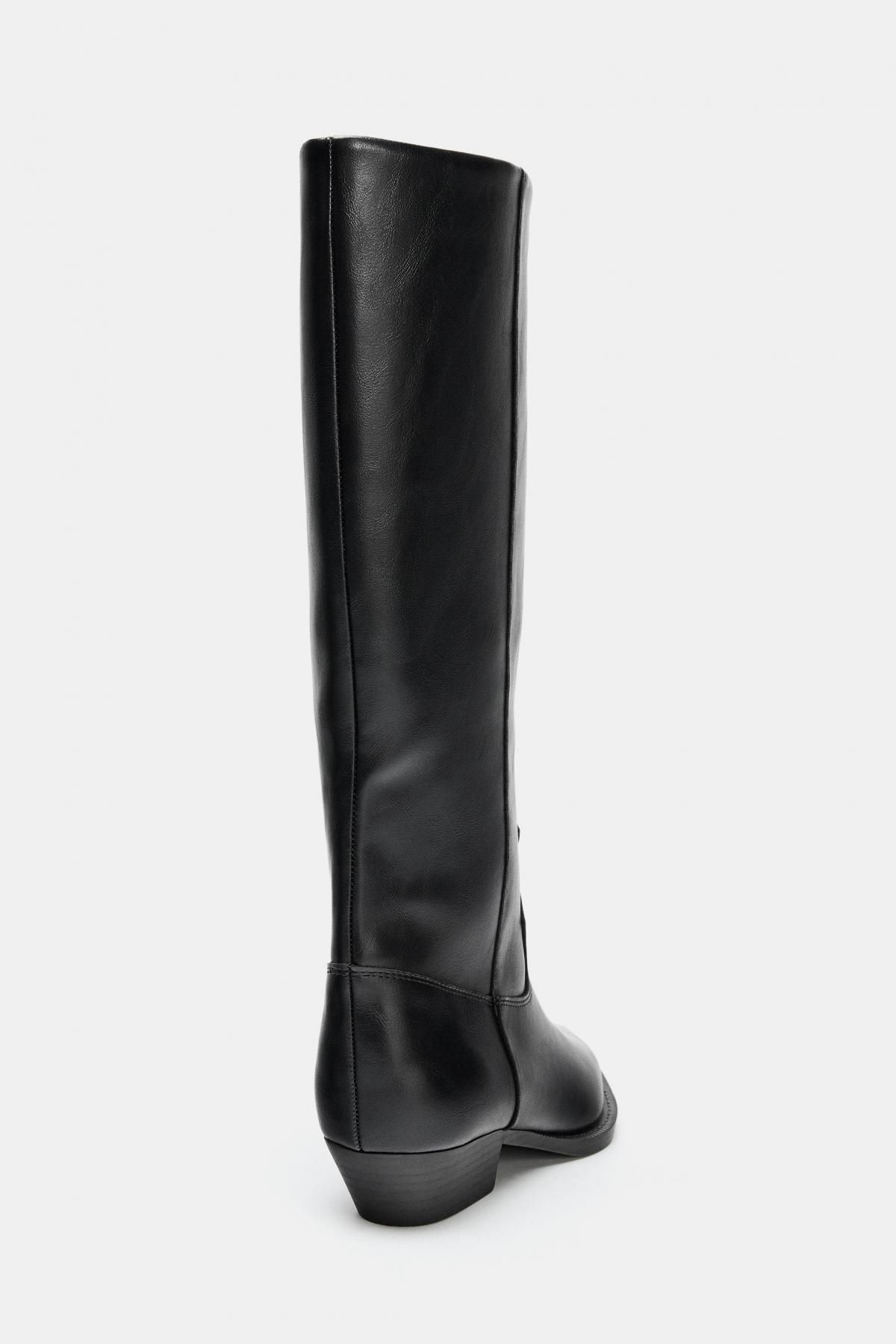자라 포인트토 블랙 카우보이 롱 부츠 3004/610 BLACK - 상세 이미지 5