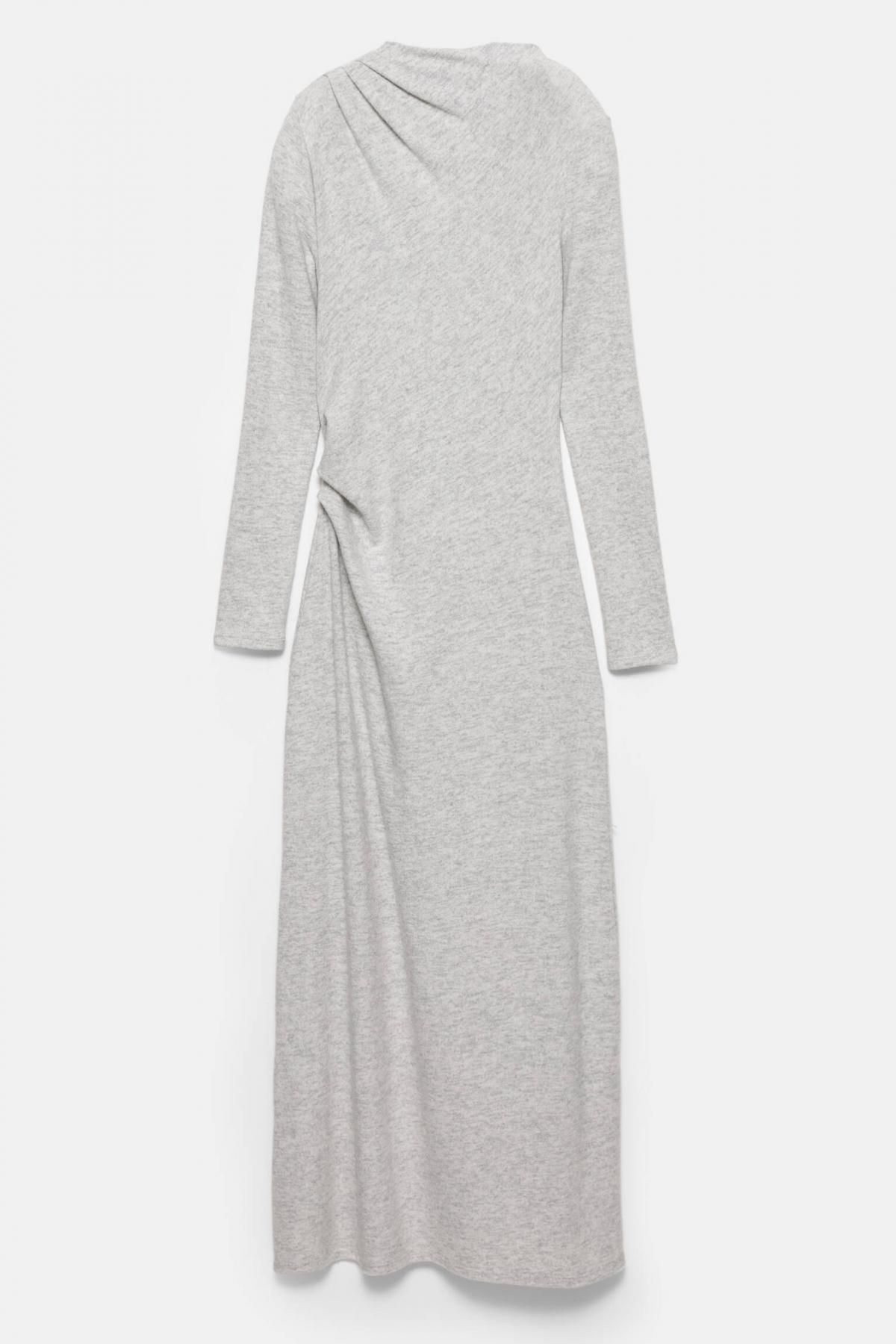 풀앤베어 소프트터치 셔링 라운드넥 미디 원피스 7394/368 PALE GREY - 상품 이미지
