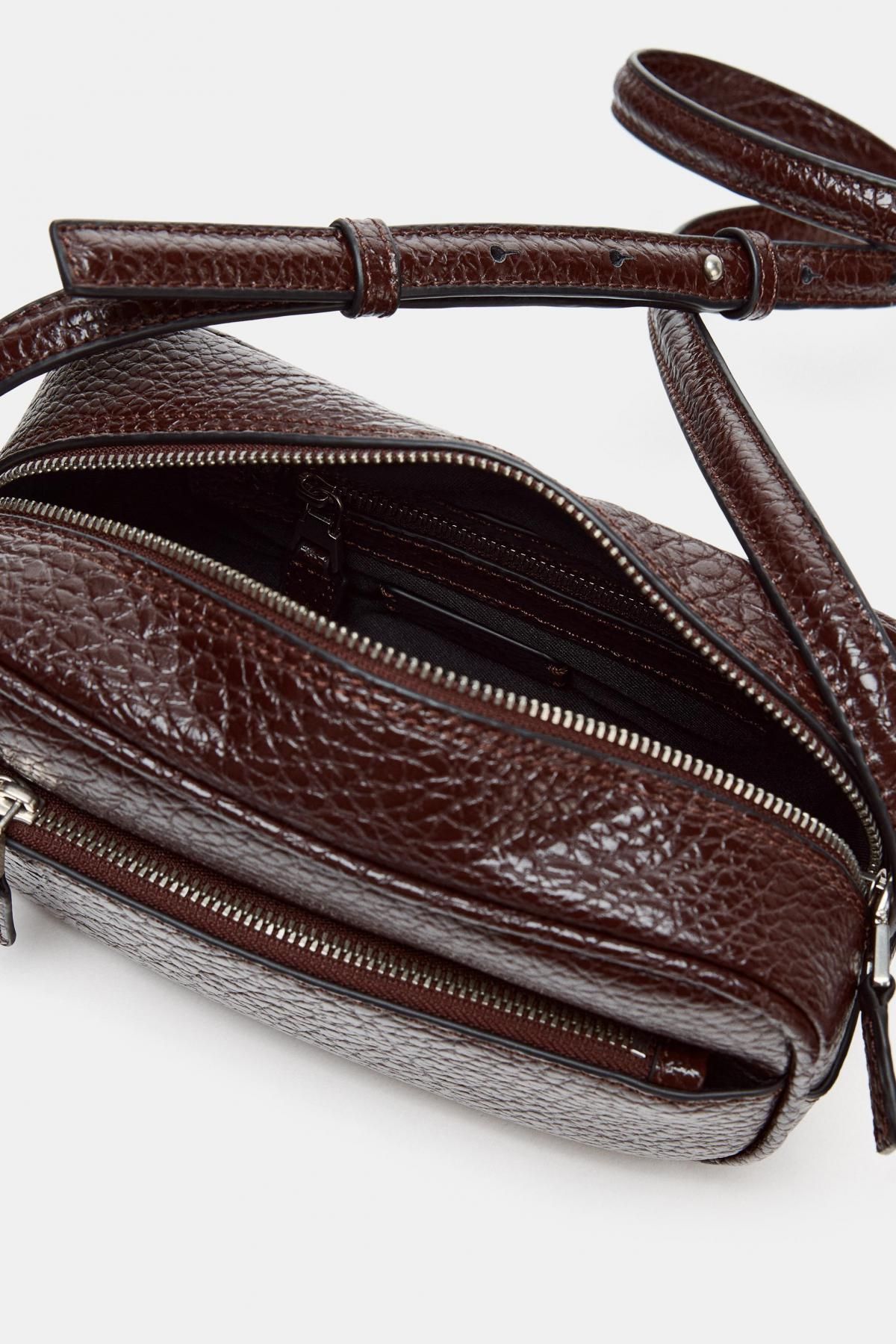 자라 그레인드 미니 크로스 볼링백 6637/610 BURGUNDY RED