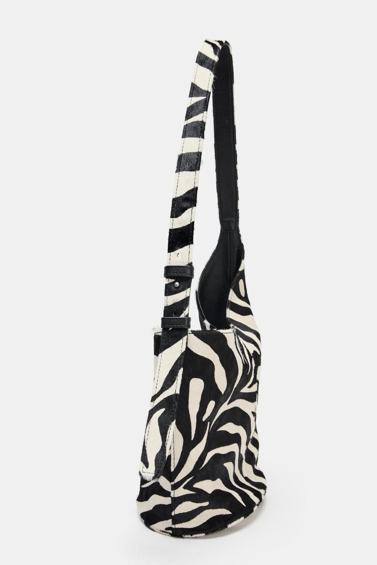 자라 애니멀 프린트 소프트 레더 미니 버킷백 6666/610 ZEBRA - 상세 이미지 5