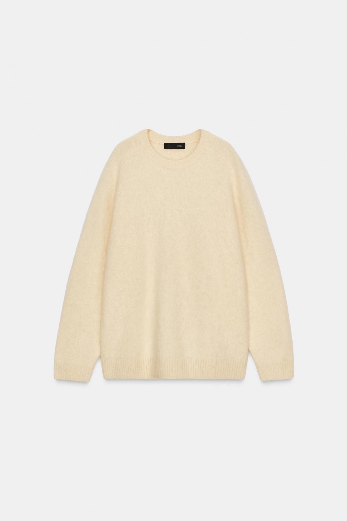 자라 브러쉬드 울 캐시미어 라운드넥 니트 스웨터 2893/140 LIGHT YELLOW - 상품 이미지