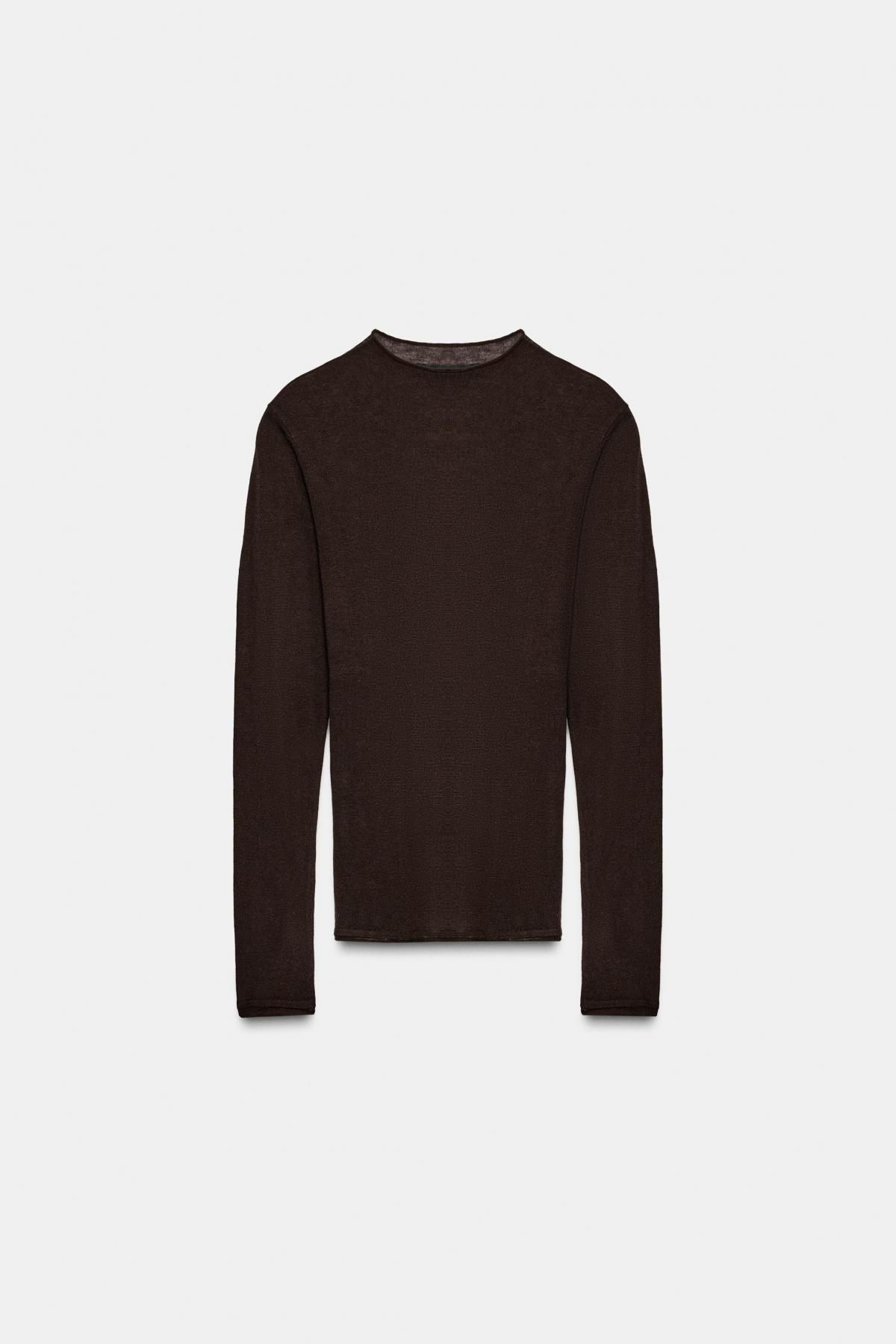 자라 프리미엄 하이넥 울 실크 니트 탑 9598/146 BROWN - 상품 이미지