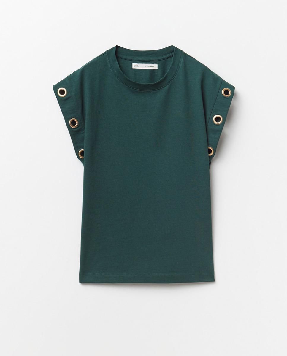 스페라 테크니컬 아일렛 디테일 반팔 티셔츠 58360614109 VERDE OSCURO - 상품 이미지