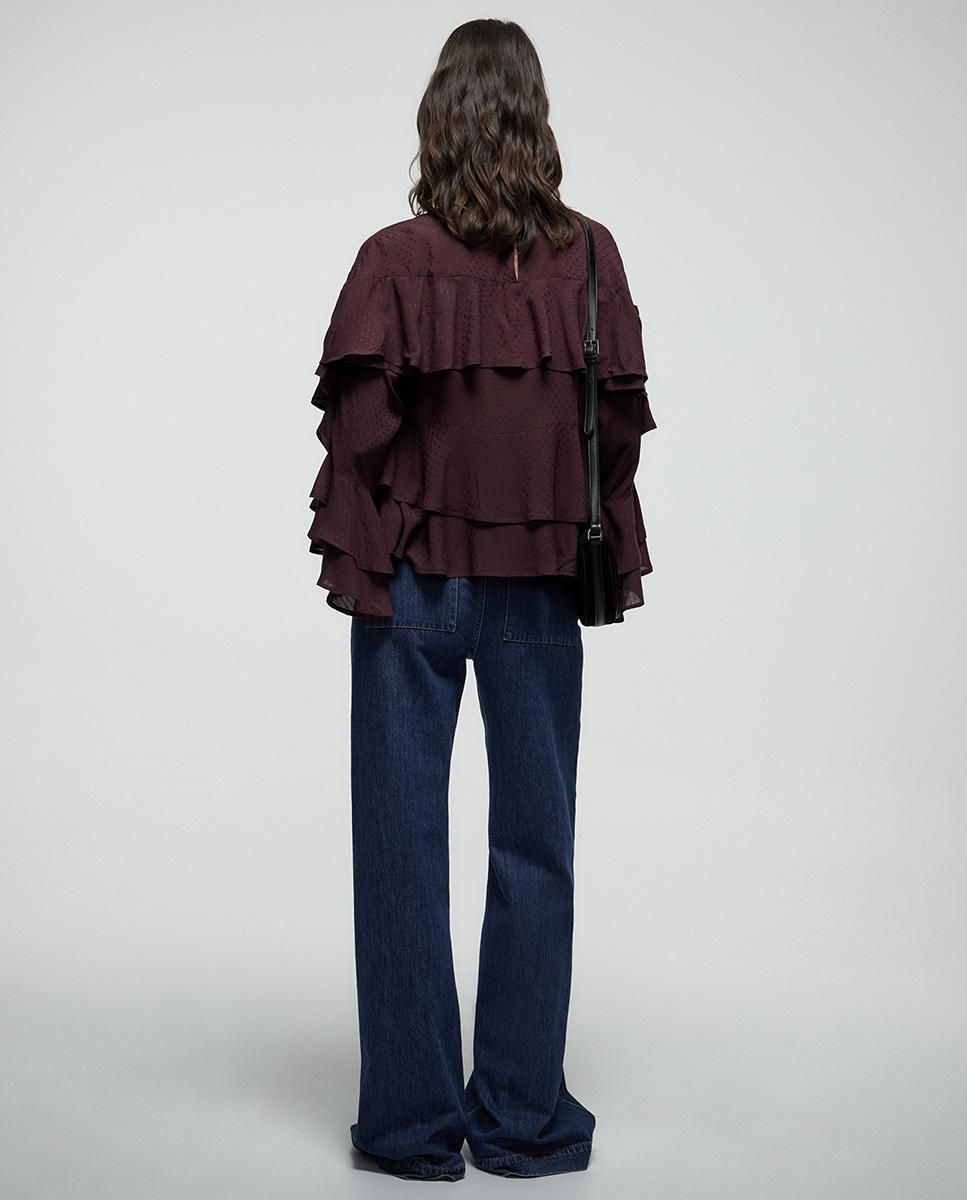 스페라 페미닌 프릴 자카드 긴팔 블라우스 56220207296 MORADO - 상세 이미지 5