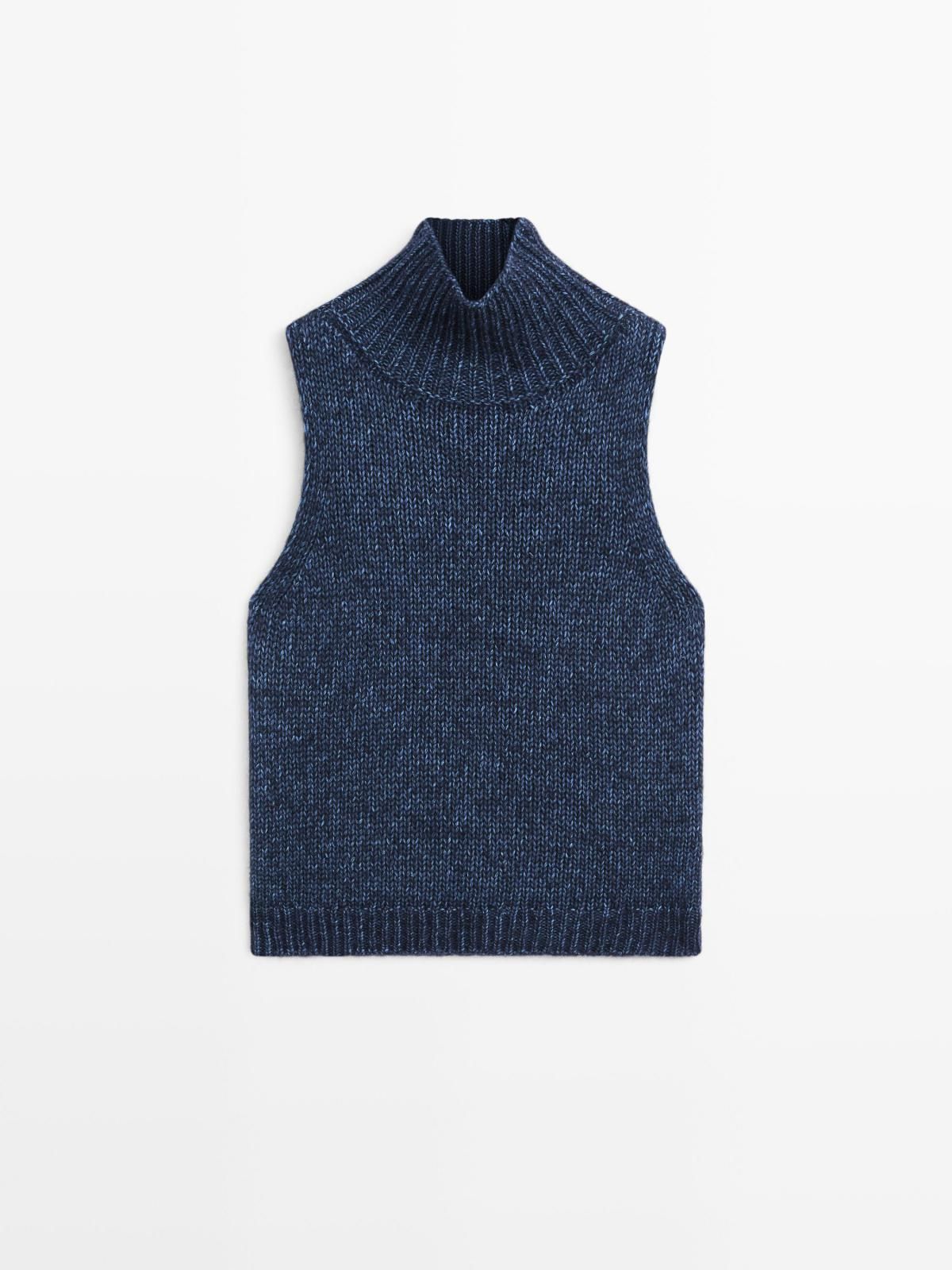 마시모두띠 테크니컬 하이넥 울블렌드 니트 베스트 5791/930 DARK BLUE - 상품 이미지
