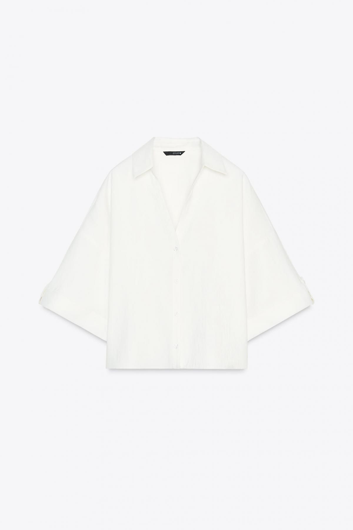 자라 미니멀 와이드 반팔 셔츠 8372/225 OYSTER-WHITE - 메인 이미지