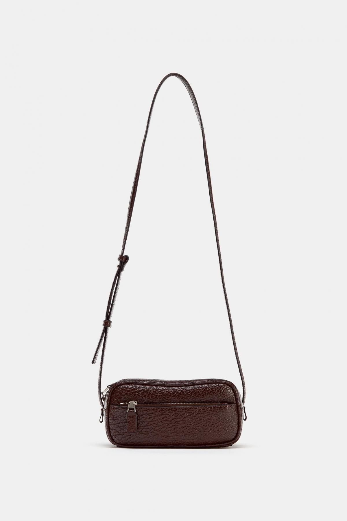 자라 그레인드 미니 크로스 볼링백 6637/610 BURGUNDY RED