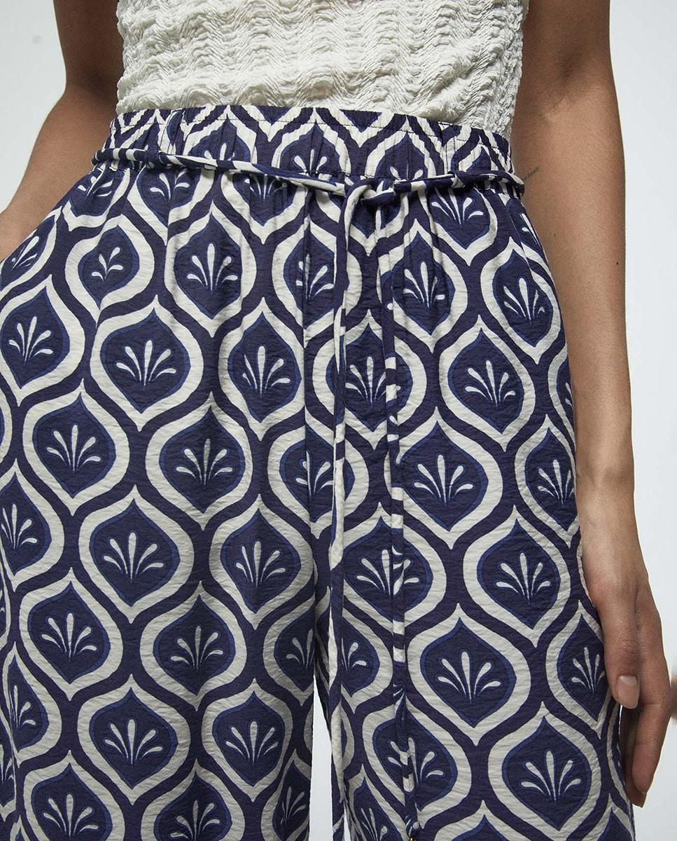 스페라 패턴 와이드 밴딩 팬츠 58305003400 AZUL MARINO - 상세 이미지 4